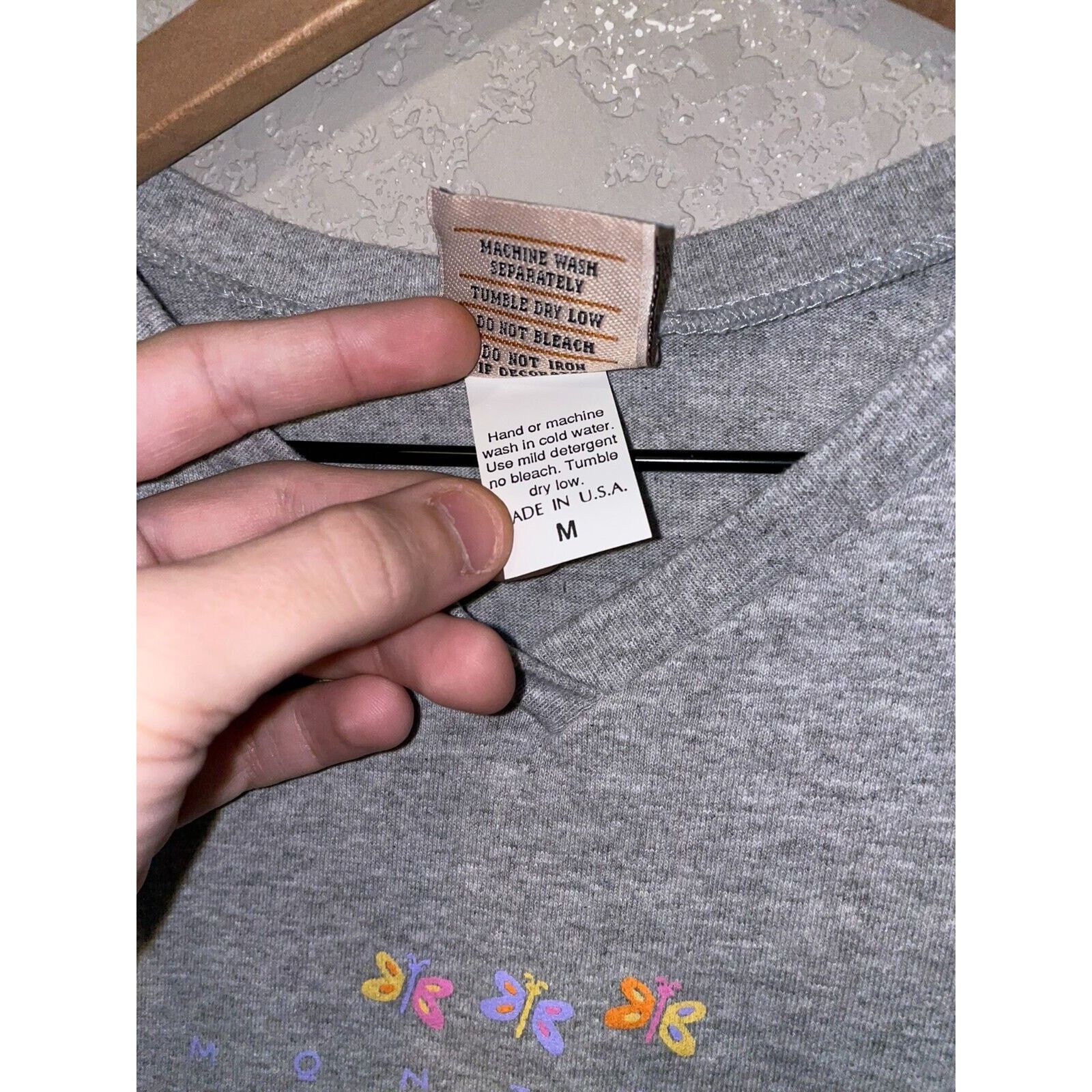 Vintage Womens Butterfly Shirt Top Tee Gray Montana Trio 90s Medium Size M / US 6-8 / IT 42-44 - 7 Thumbnail