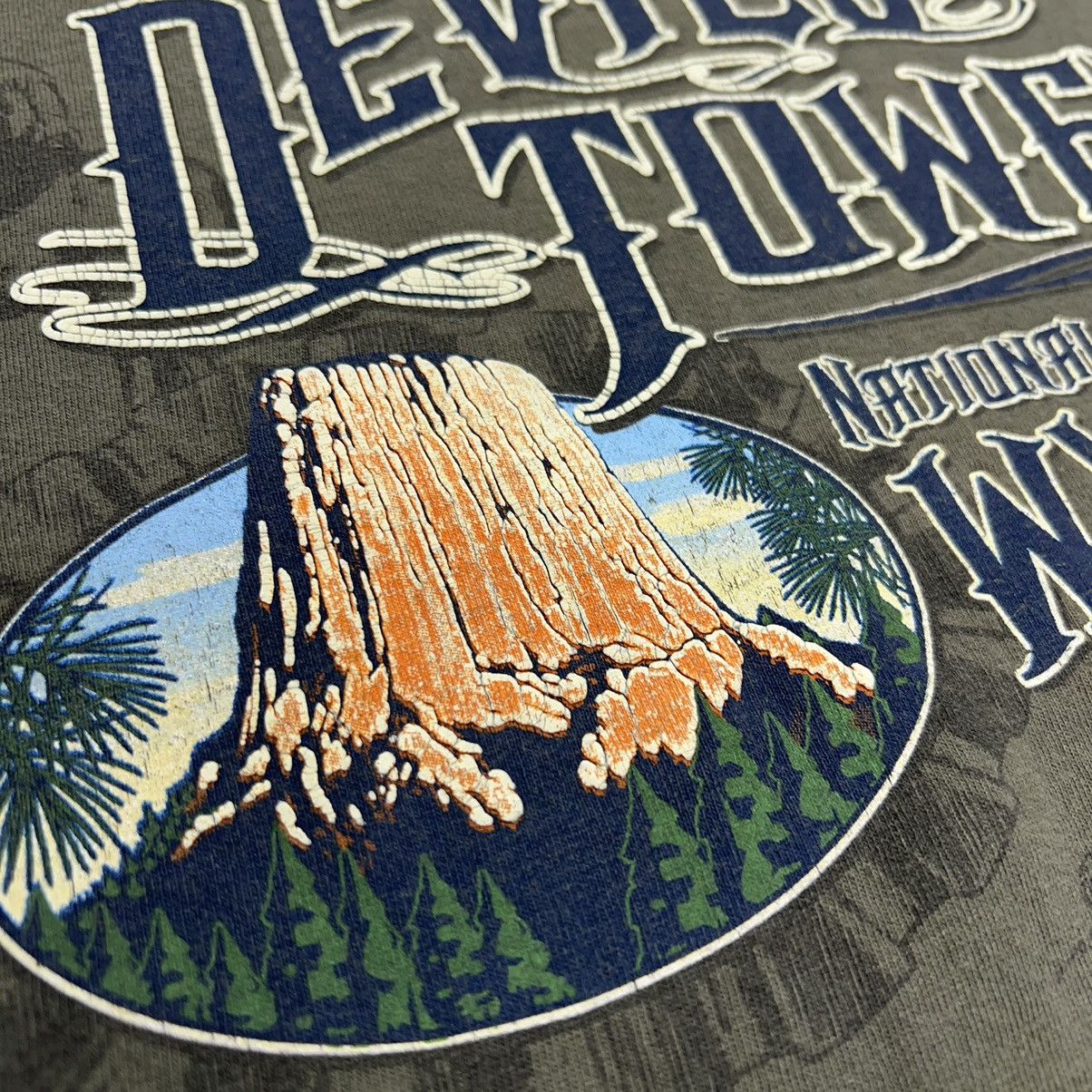 Delta Devils Tower Wyoming Tee Shirt Green National Monument Park Size US XL / EU 56 / 4 - 14 Thumbnail
