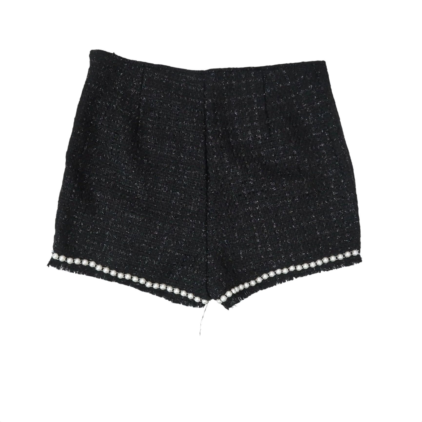 Vintage Sugar Thrillz Moments of Chic Tweed Shorts Black w/ Pearl Trim M Women Regular High Rise Party/Cocktail Casual 2 in inseam Size 32" / US 10 / IT 46 - 3 Thumbnail