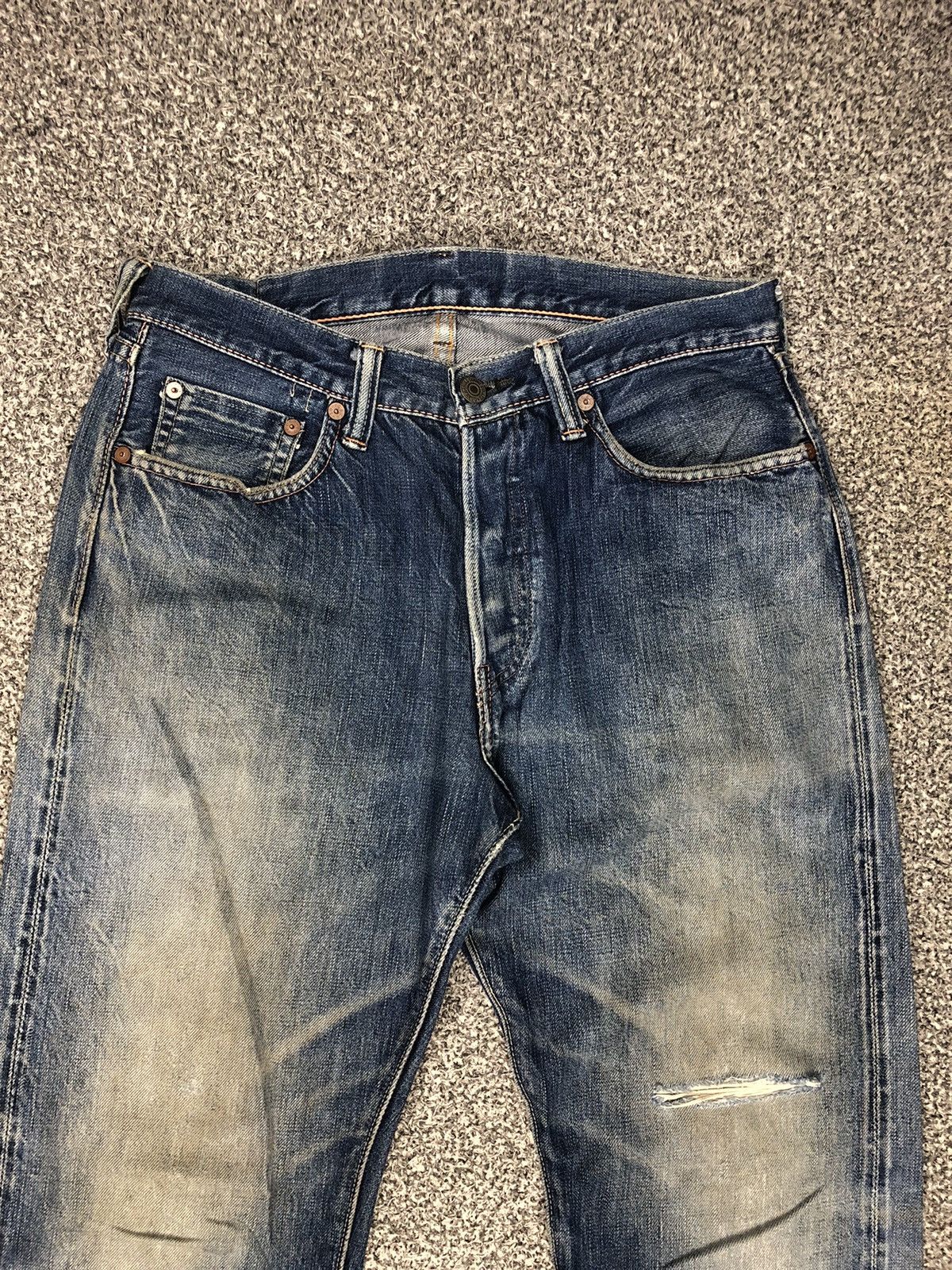 Evisu Vintage Distressed Japanese Brand Fullcount Selvage Jeans Size US 30 / EU 46 - 2 Thumbnail
