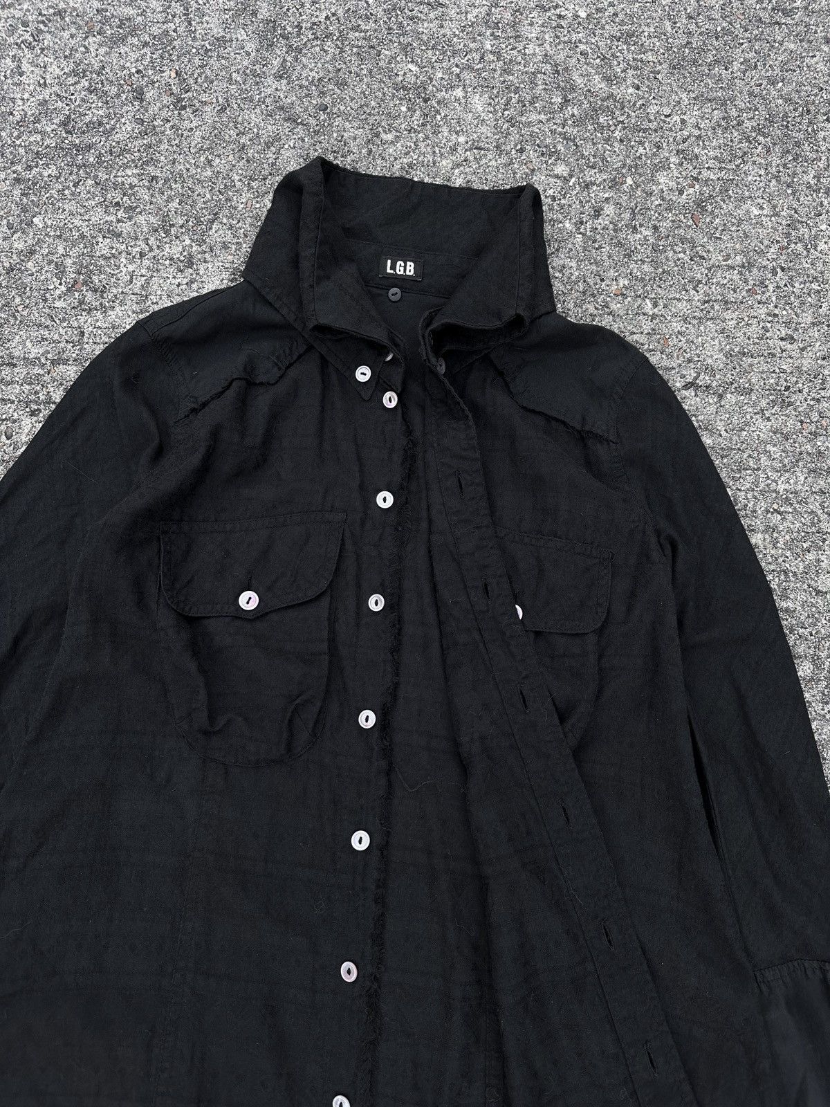 If Six Was Nine × Le Grande Bleu (L.G.B.) L.G.B. Black Distressed Long Shirt Size US S / EU 44-46 / 1 - 6 Thumbnail