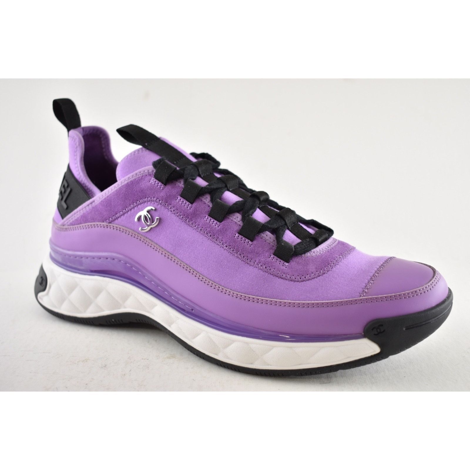 Chanel Chanel 20C Mens Purple Black White CC Logo Lace Up Low Size US 11 / EU 44 - 4 Thumbnail