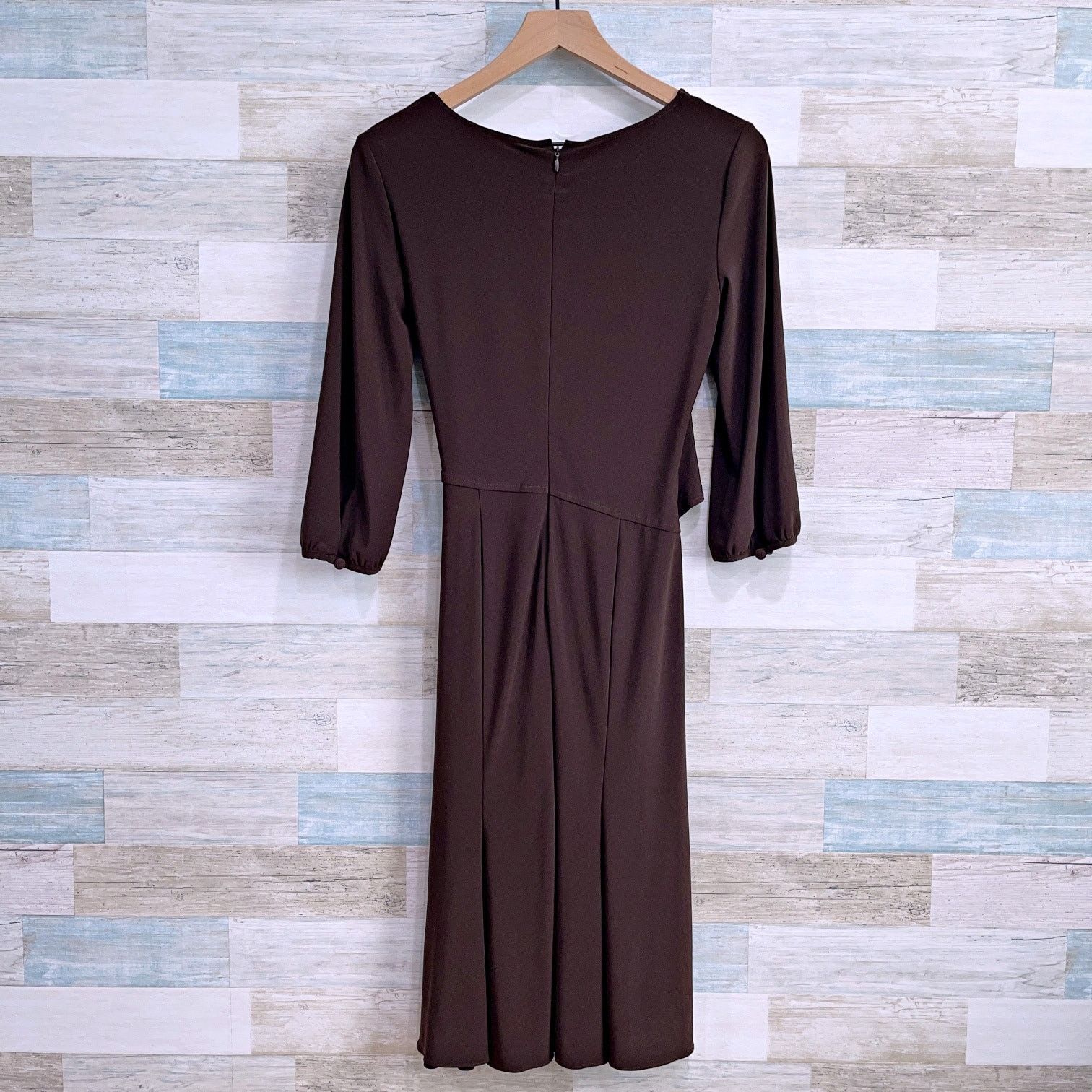 Adrianna Papell Adrianna Papell Jersey Wrap Dress Brown 3/4 Sleeve 6 Size M / US 6-8 / IT 42-44 - 3 Thumbnail