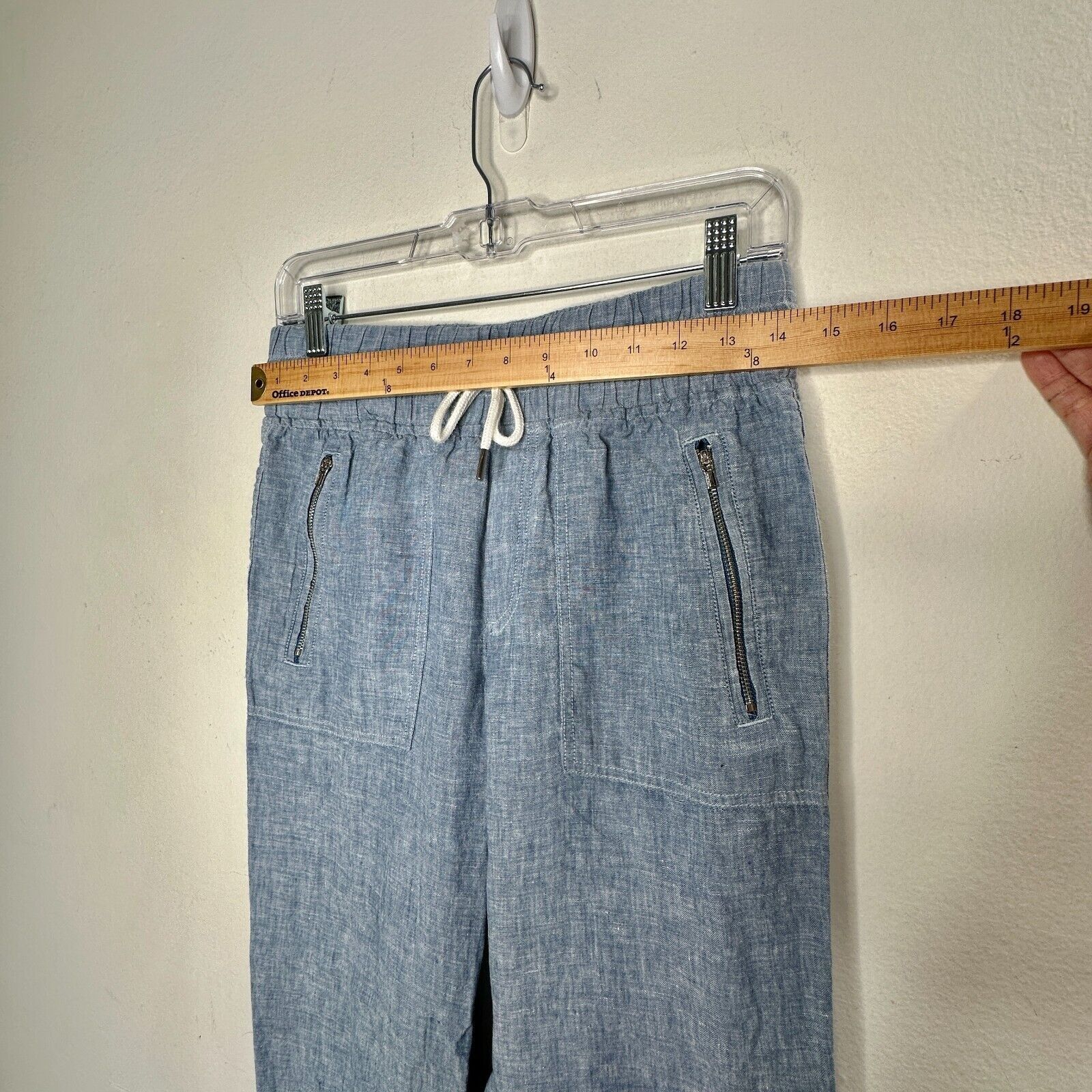 Athleta Athleta Chambray Cabo Linen Jogger Tie Waist Front Zip 4 Size 27" / US 4 / IT 40 - 14 Thumbnail