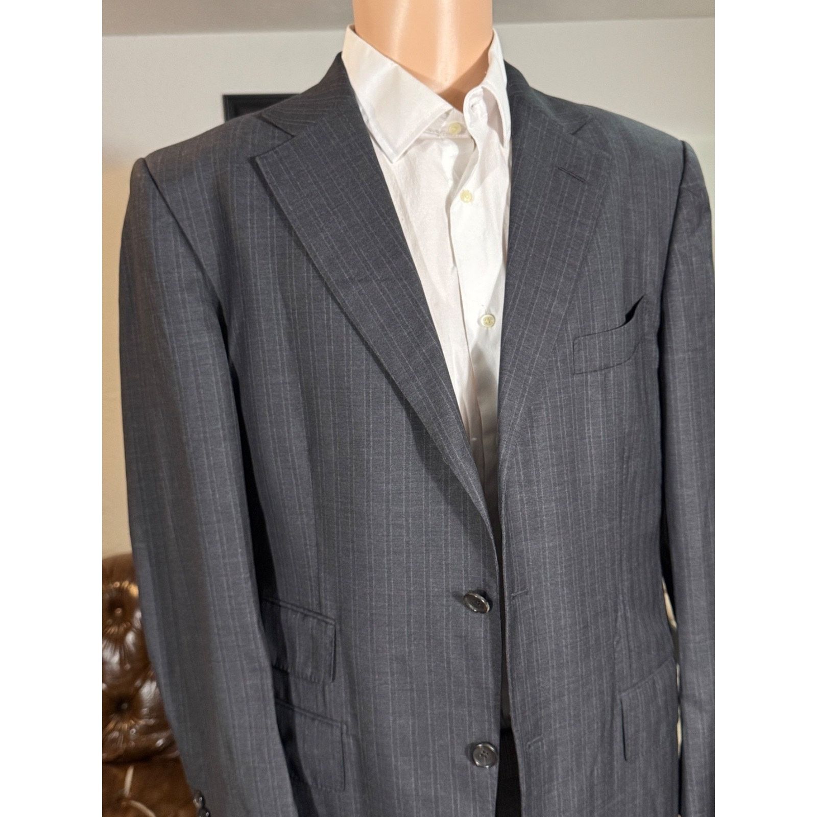 Tom Ford Tom Ford Charcoal Striped Gray Wool Blazer Notch Lapel 52 42 Size 42R - 10 Thumbnail