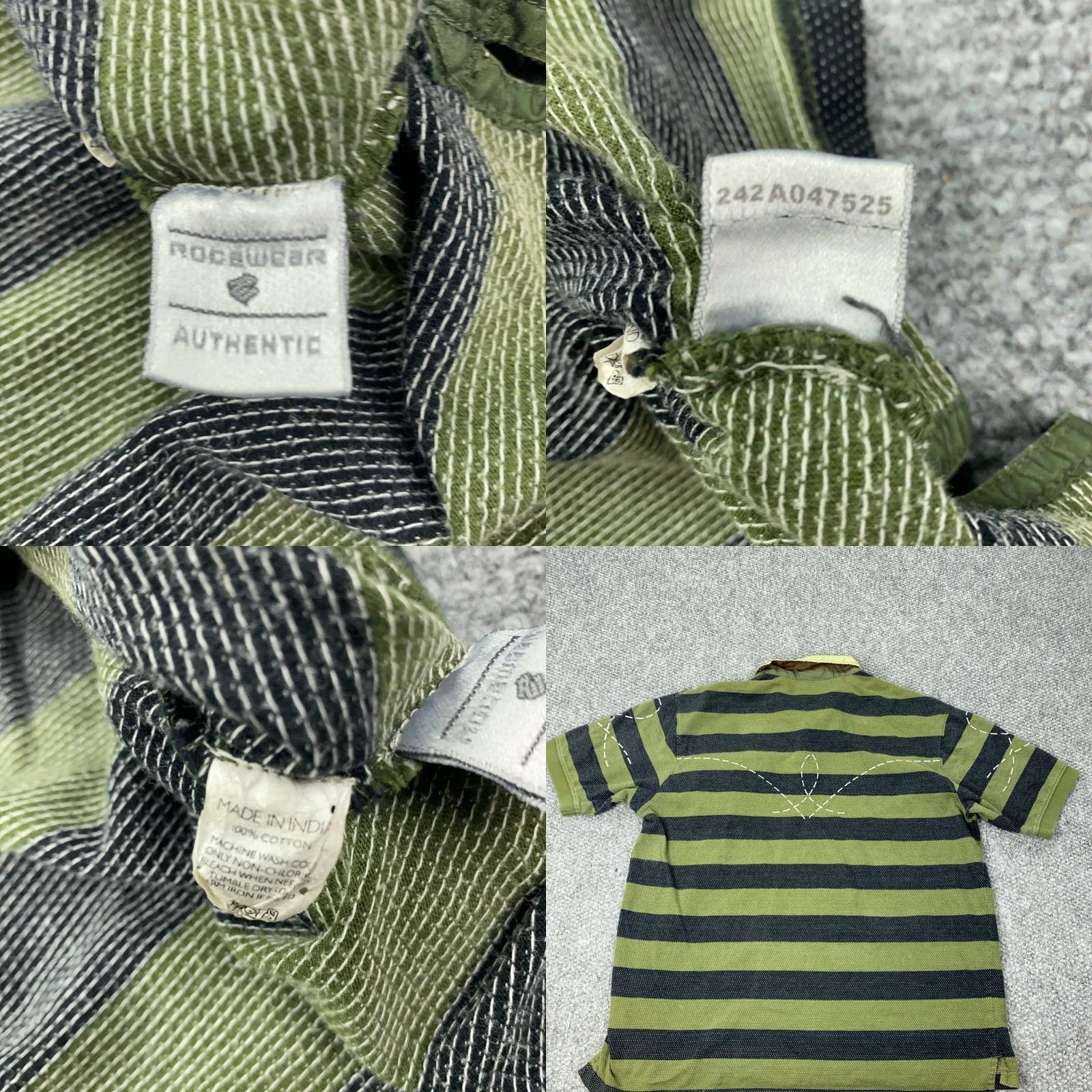 Rocawear VINTAGE Rocawear Polo Shirt Mens Large Green Striped 90s Grunge Hip Hop Mens Size US L / EU 52-54 / 3 - 8 Thumbnail