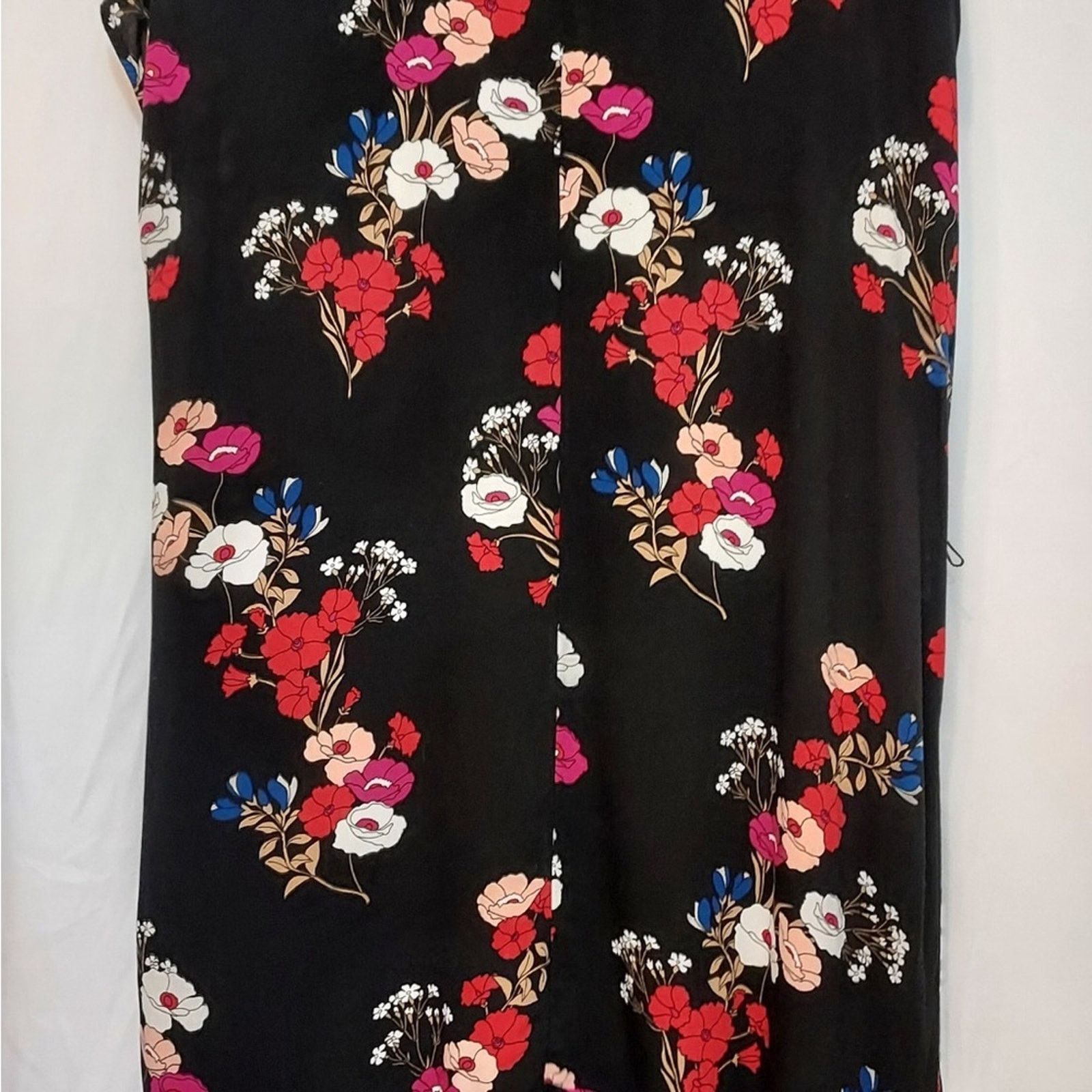 Other POPSUGAR Black Red Multicolor Floral Flowy Tunic Mini Dress Size XXL / US 16-18 / IT 52-54 - 4 Thumbnail