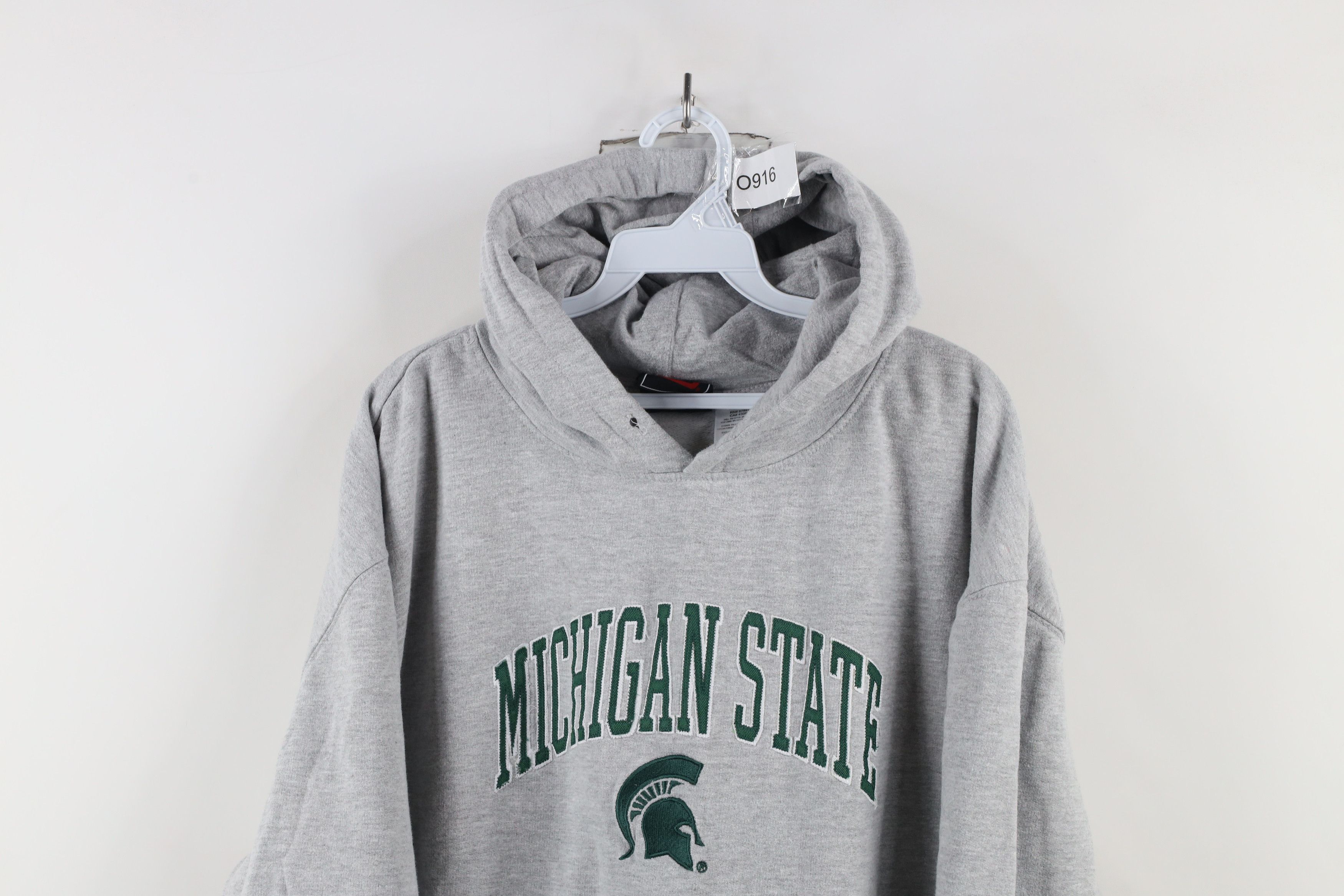 Vintage Vintage 90s Michigan State University Hoodie Sweatshirt Gray Size US XL / EU 56 / 4 - 2 Thumbnail
