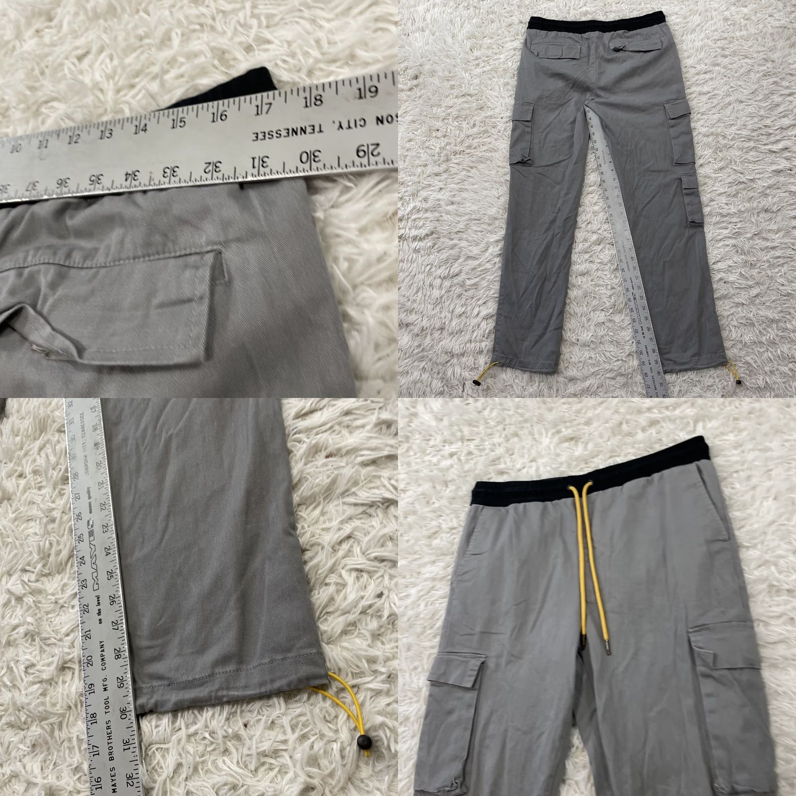 Vintage YOUNG & RECKLESS Cargo Pants Men L 34 Gray Yellow Drawstring Cinch Slim Joggers Size US 33 - 8 Thumbnail