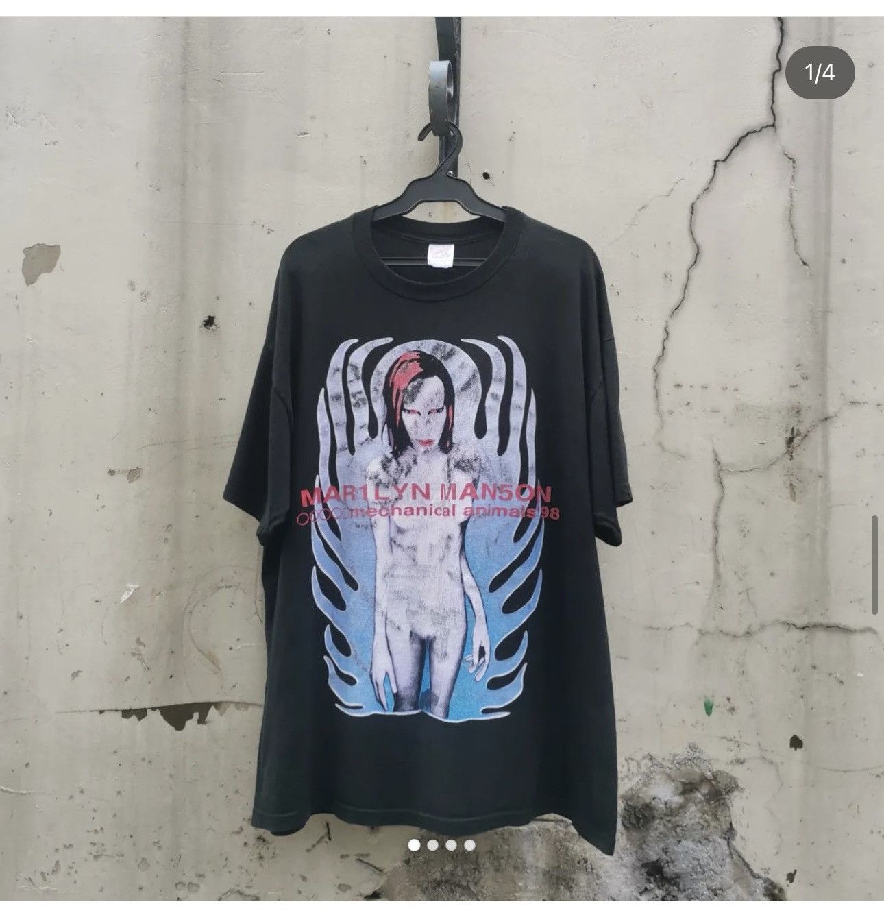 Image of Band Tees x Marilyn Manson Ma1Lyn Manson Mechanical Animals ‘98’ in Black, Men's (Size XL)