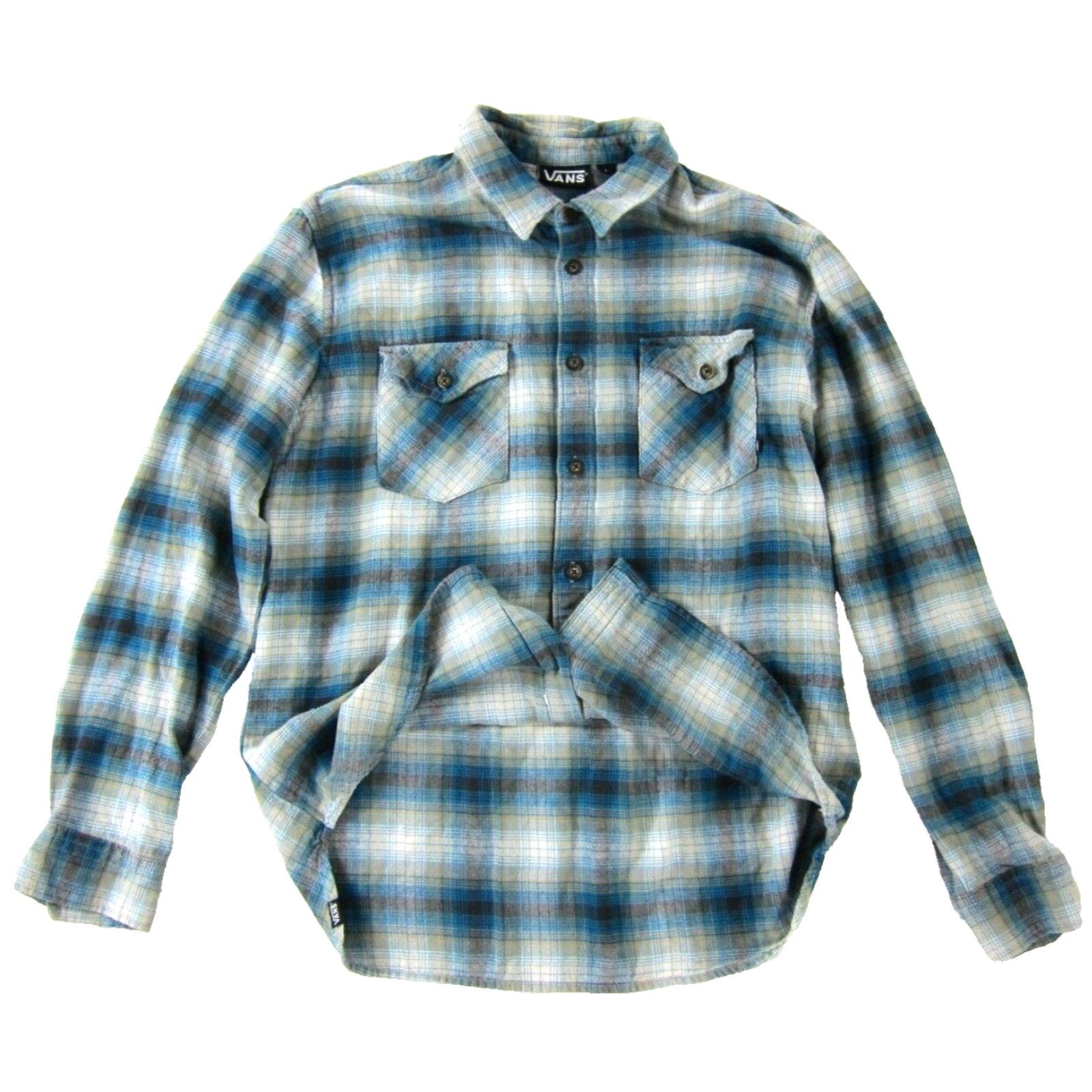 Vans VANS Shirt Men Large Blue Plaid 100% Cotton Flannel Long Sleeve Button-Up Size US L / EU 52-54 / 3 - 5 Thumbnail