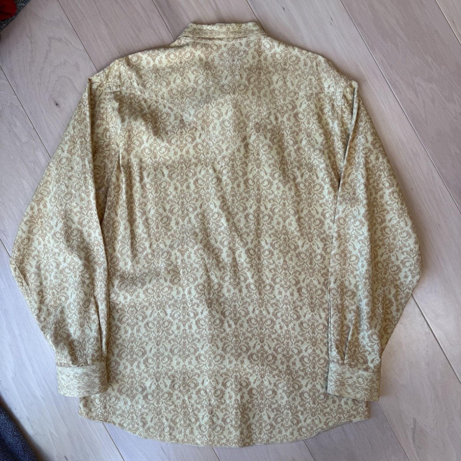Wrangler Ryan Michael Silk Pearl Snap Shirt XL Yellow Paisley Western Size US XL / EU 56 / 4 - 7 Thumbnail