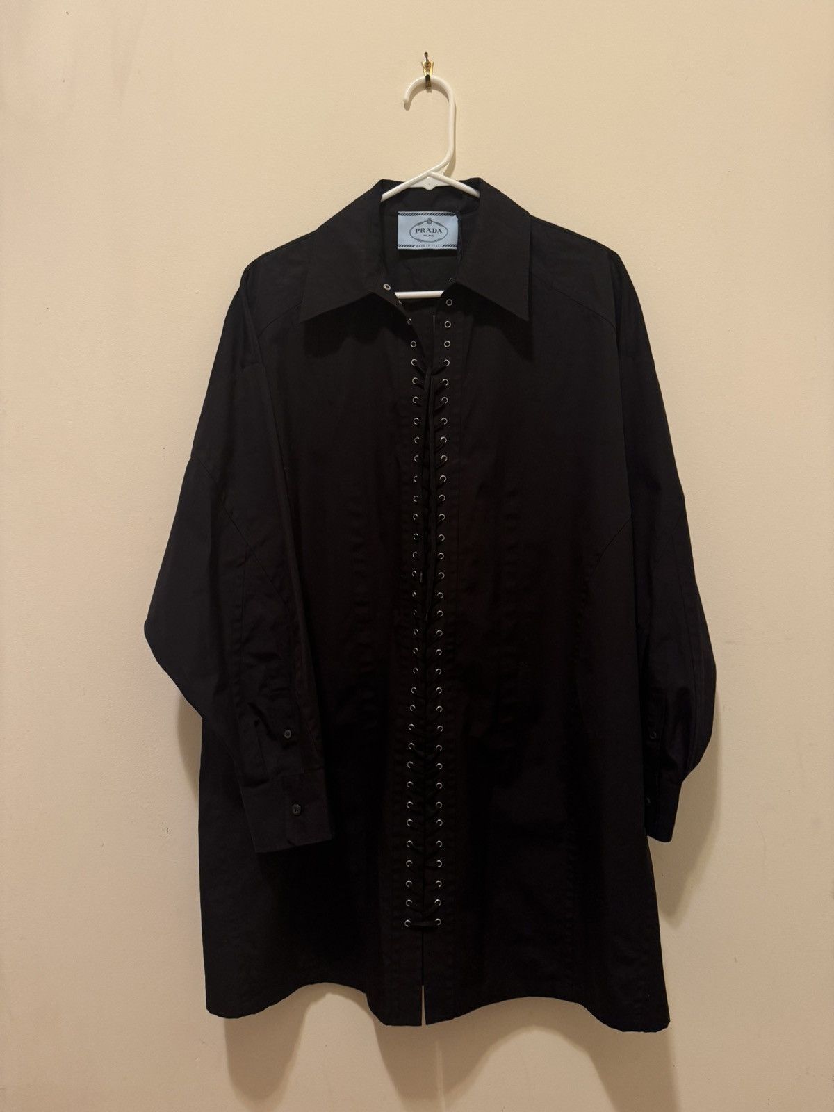Prada Cotton Poplin Lace Up Shirt