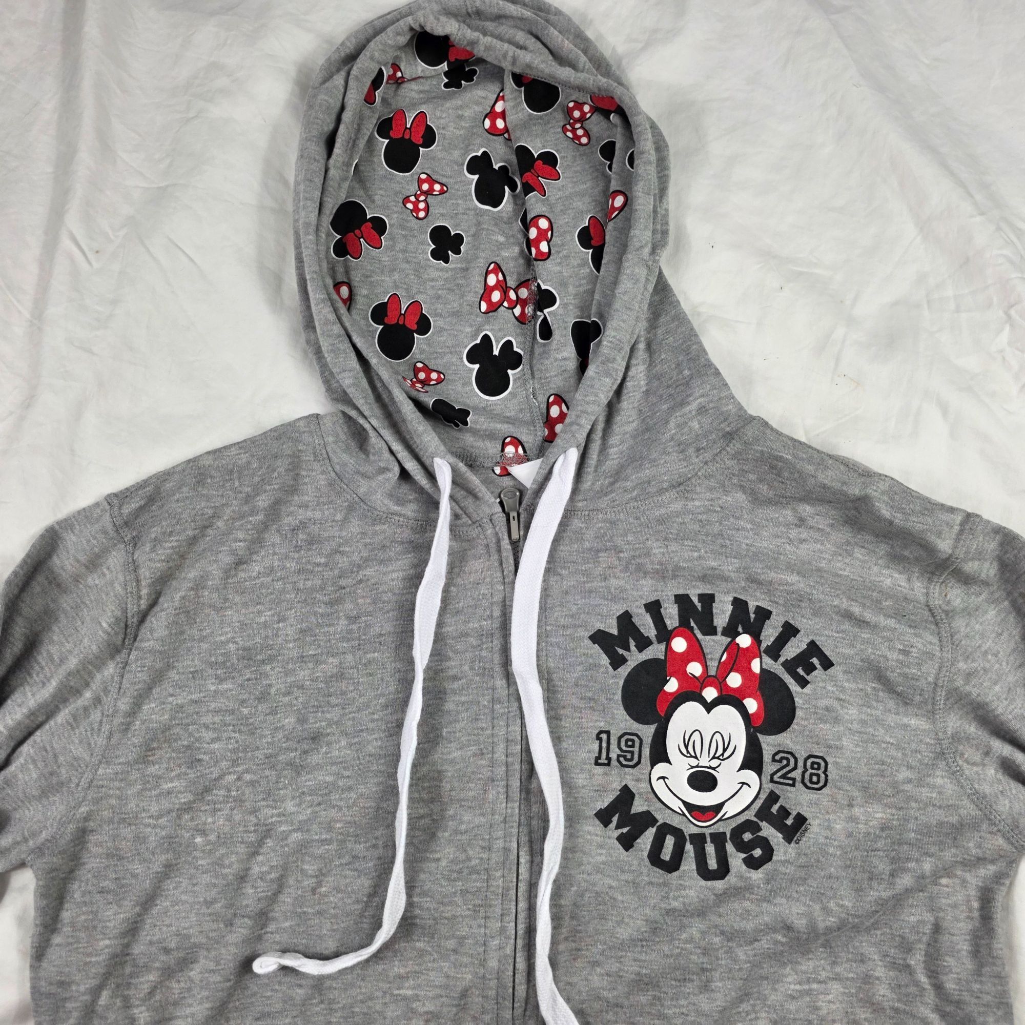 Disney Disney Minnie Mouse Womens Large Gray Hoodie Front Zip Sweat Size L / US 10 / IT 46 - 3 Thumbnail