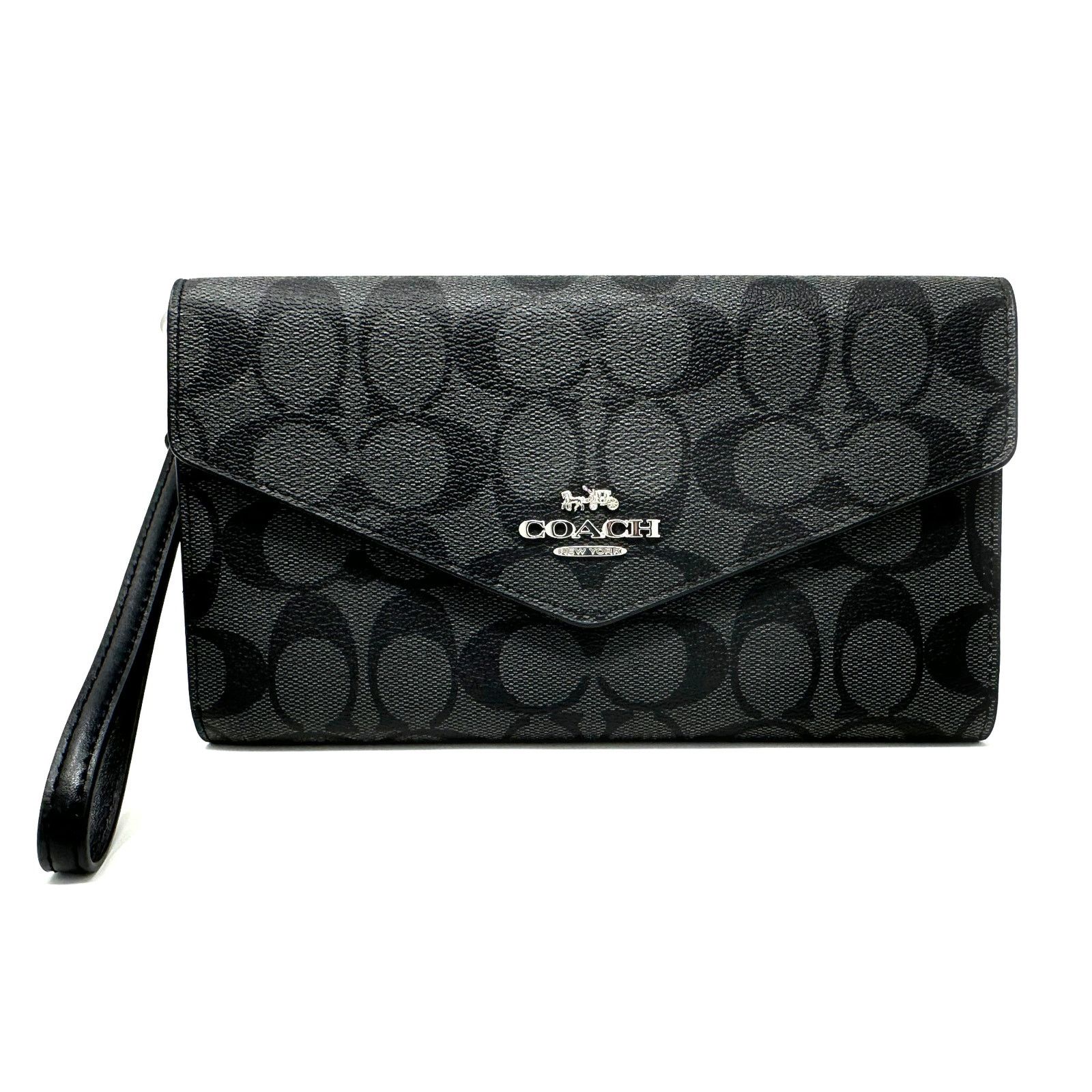 Coach Coach Travel Envelope Wallet In Signature Canvas Black C1962 Size ONE SIZE - 1 Thumbnail