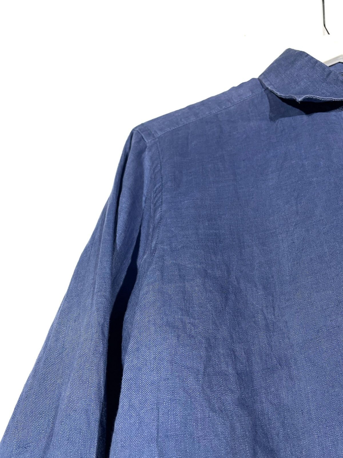 Designer Favourbrook London Men Linen Blue Shirt Size 16/S-M Portugal Size US S / EU 44-46 / 1 - 8 Thumbnail