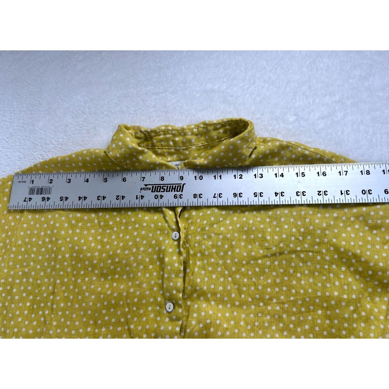Rachel Zoe Rachel Zoe Womens Yellow White Polka Dot Linen Button-Down Blouse Shirt Small Size S / US 4 / IT 40 - 6 Thumbnail