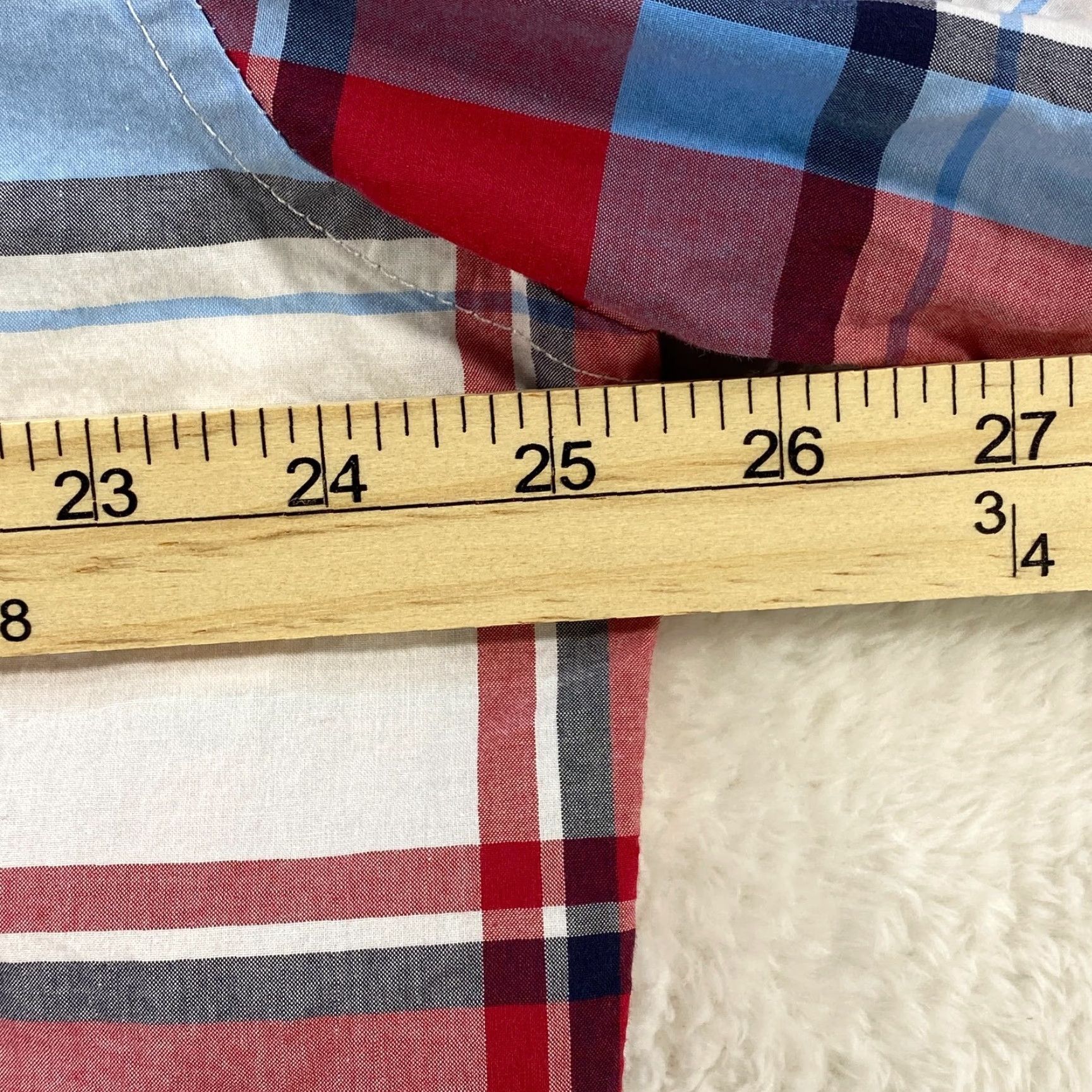 Tommy Hilfiger Tommy Hilfiger Mens Shirt XL Plaid Red Blue White Button Up Short Sleeve Size US XL / EU 56 / 4 - 7 Thumbnail
