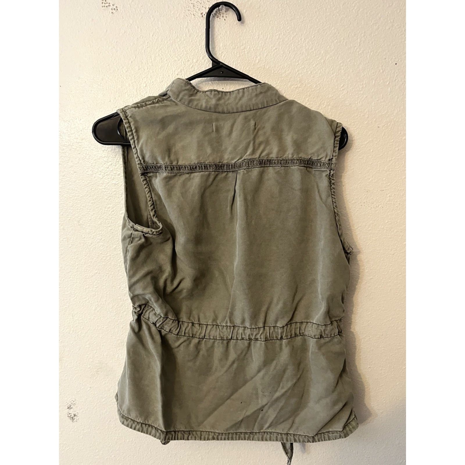 Vintage VINTAGE Max Jeans Women’s Waterfall Drape Open Front Green Tencel Vest XS Casual Blouse Size 26" / US 2 / IT 38 - 2 Thumbnail