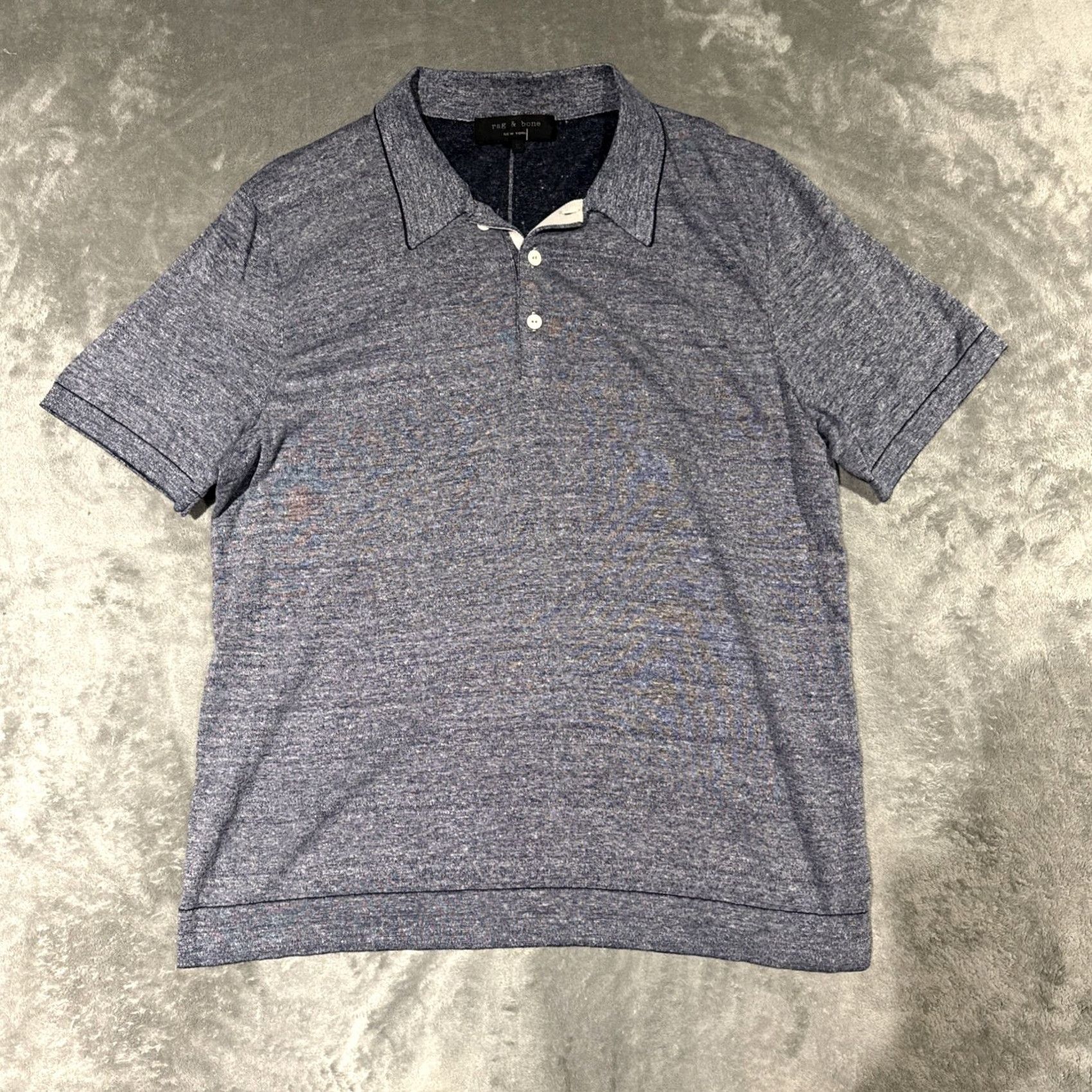 Rag & Bone Rag & Bone Shirt Polo Mens XL Blue Short Sleeve Cotton Linen Blend Casual Polo Shirt Size US XL / EU 56 / 4 - 2 Thumbnail