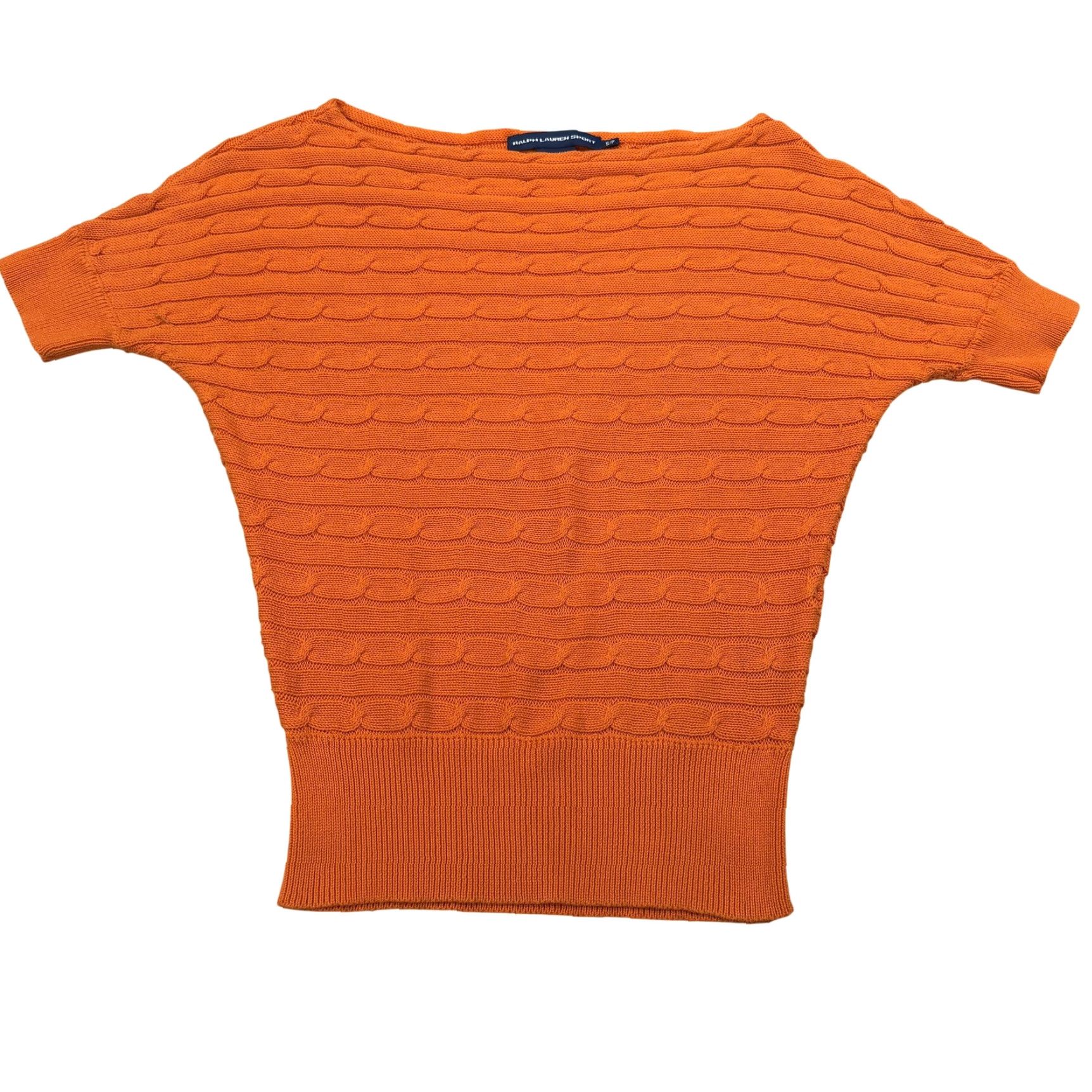 Polo Ralph Lauren Ralph Lauren Sport Sweater Womens Small Orange Short Sleeve Cable Knit Top Size S / US 4 / IT 40 - 2 Thumbnail