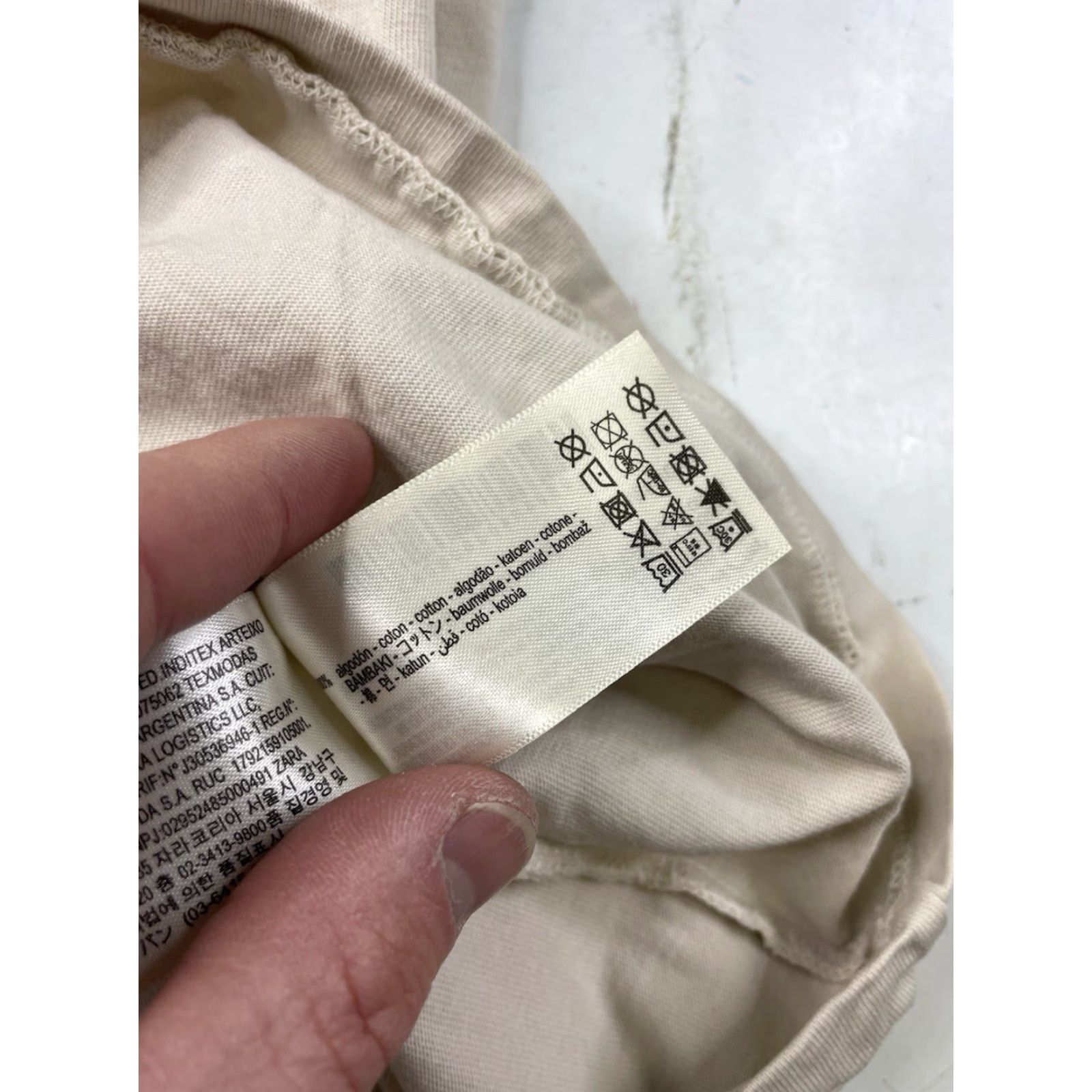 Zara Zara Origins T-Shirt Men Large Beige Crew Neck Short Sleeve Heavy Thick Pullover Size US L / EU 52-54 / 3 - 7 Thumbnail