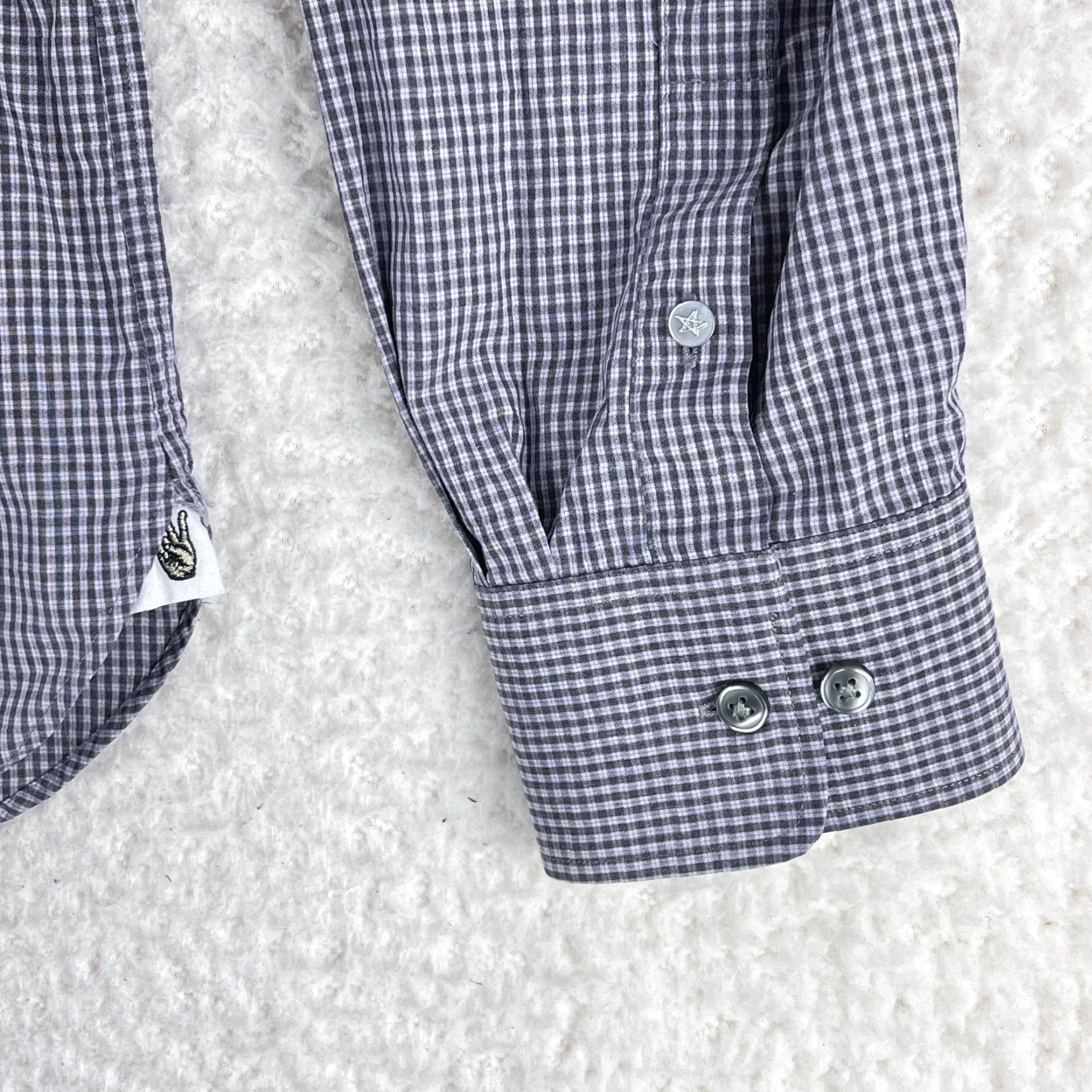 John Varvatos John Varvatos Gray Plaid Dress Shirt Mens Size XL Long Sleeve Cotton Regular Fit Size 46R - 6 Thumbnail