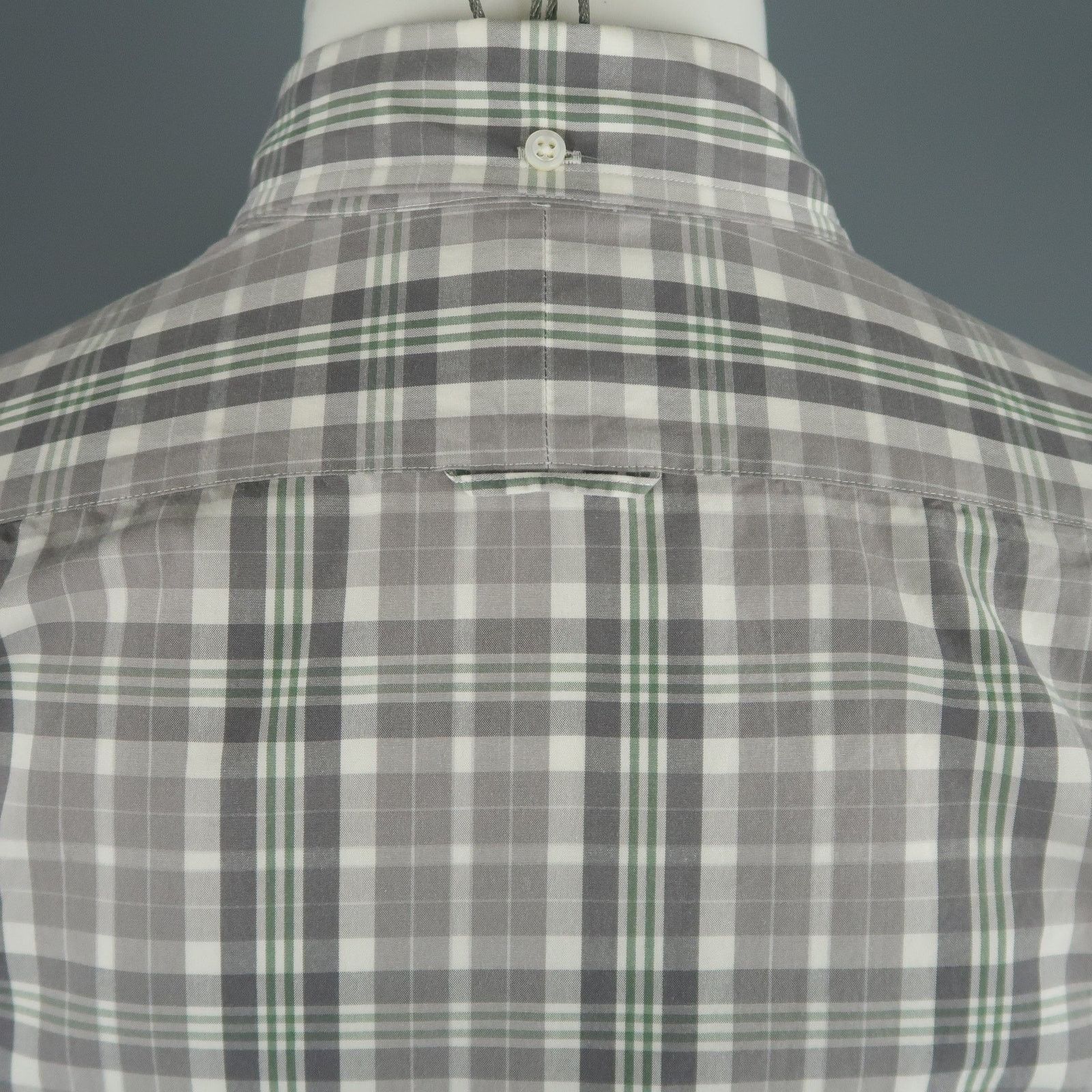 Thom Browne Size S Grey Plaid Cotton Button Down Long Sleeve Shirt Size US S / EU 44-46 / 1 - 6 Thumbnail