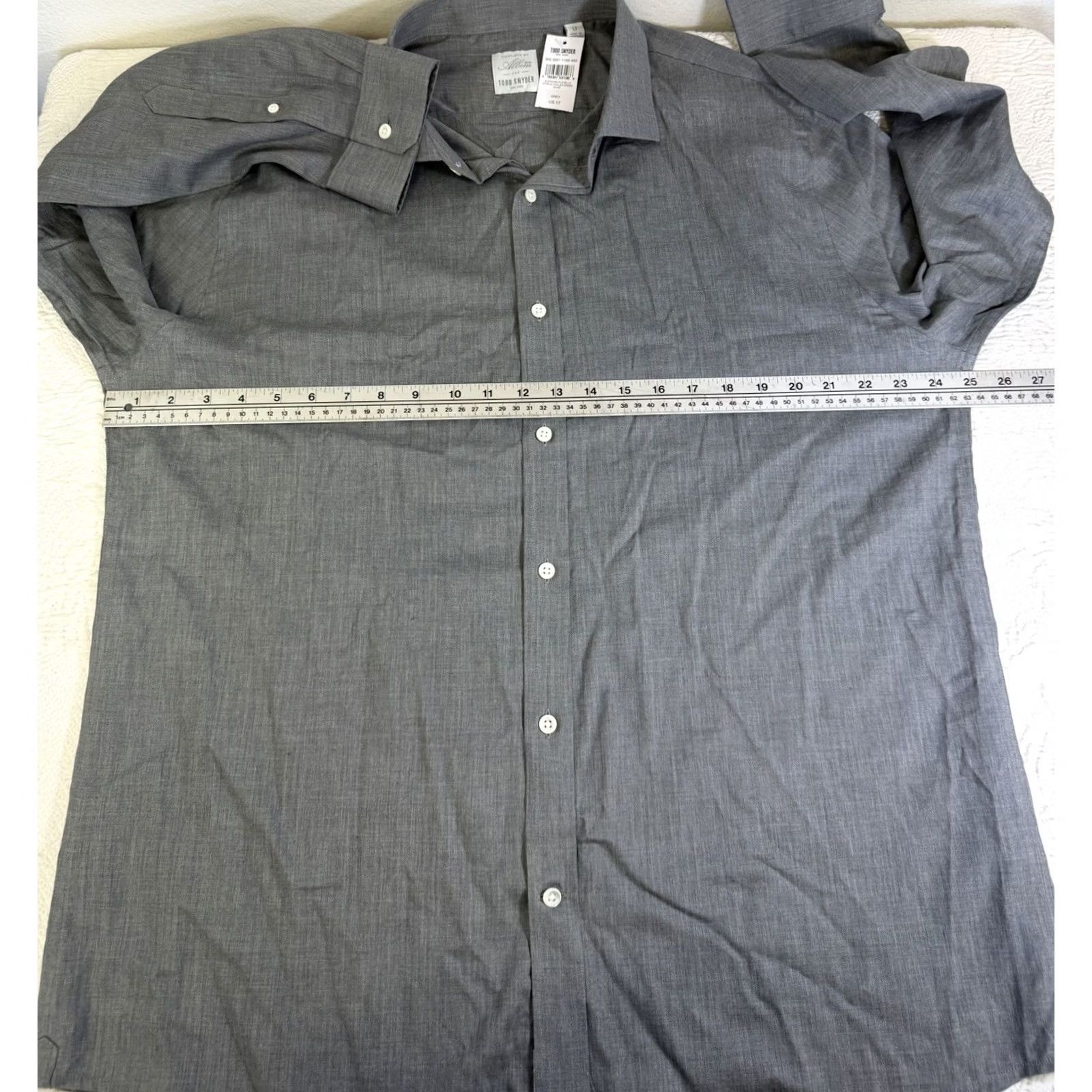 Todd Snyder Todd Snyder Dress Shirt Mens 17 Gray Albini Flanella Long Sleeve Spread Collar Regular Fit Button Pearl Size 46R - 4 Thumbnail