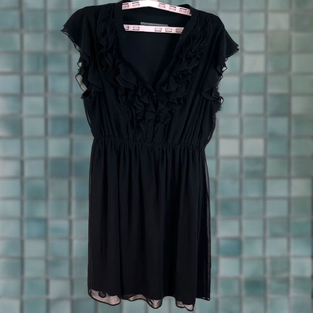 Zara Zara Basics Ruffled Dress Womens Size XL Black Size XL / US 12-14 / IT 48-50 - 1 Thumbnail