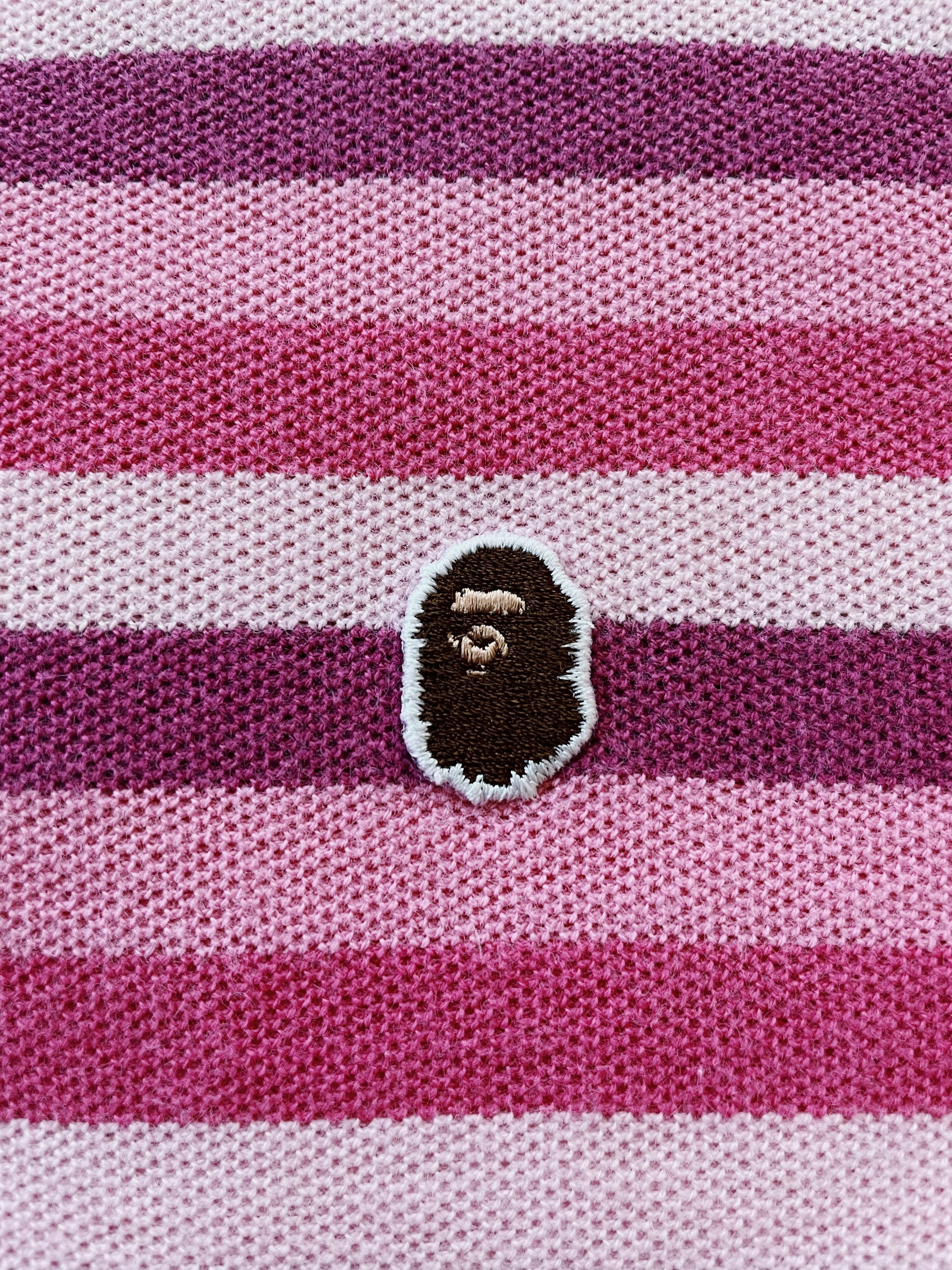 Bape Vintage Y2K Bape A Bathing Ape Head One Point Striped Polo Size US L / EU 52-54 / 3 - 3 Thumbnail