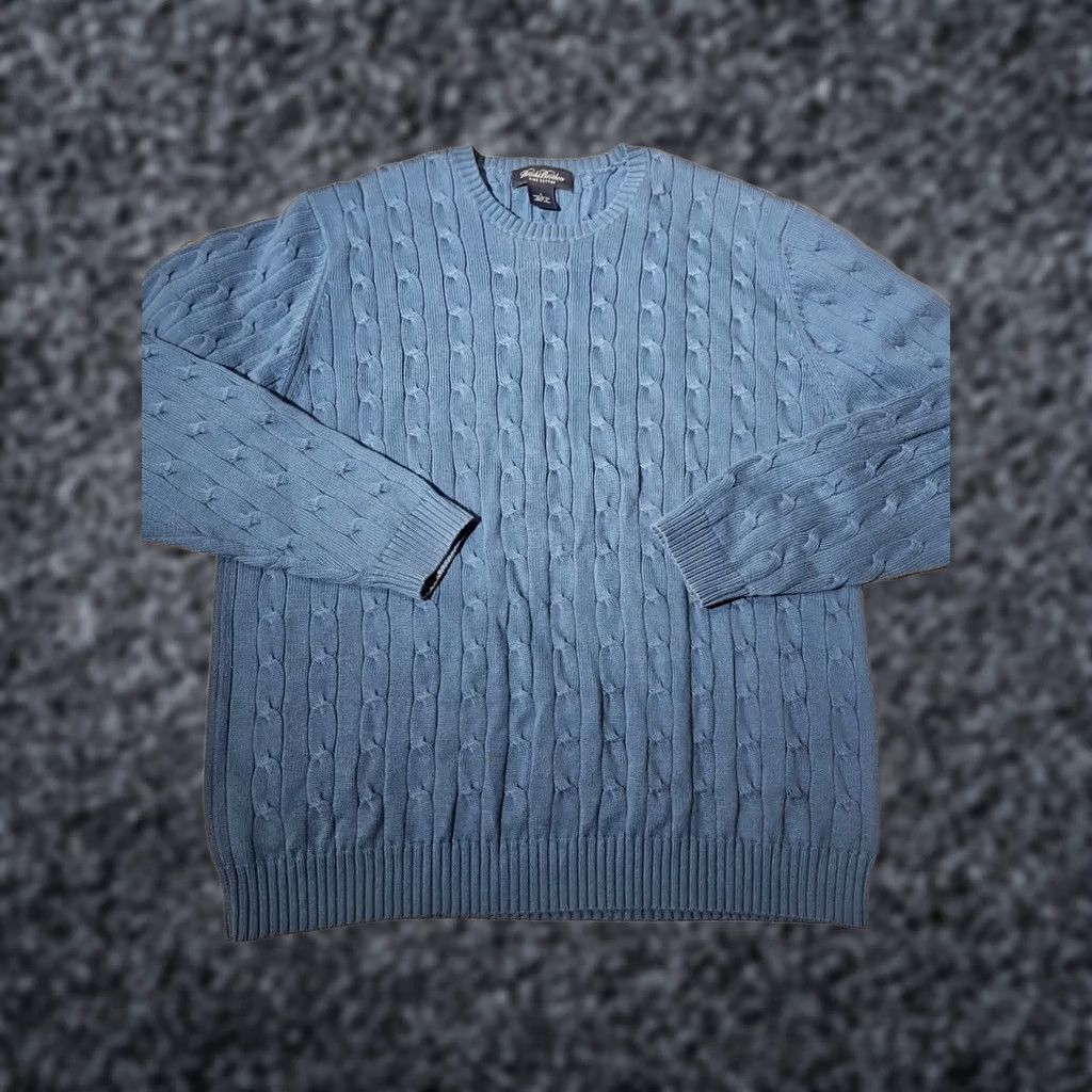 Brooks Brothers VINTAGE Brooks Brothers Sweater Mens L Blue Cable-Knit Fisherman 90s Old Money Size US L / EU 52-54 / 3 - 1 Thumbnail