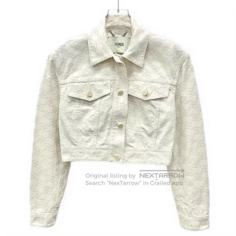 Fendi Fendi Beige logo letter full-print cotton turn-down collar Size XS / US 0-2 / IT 36-38 - 1 Thumbnail