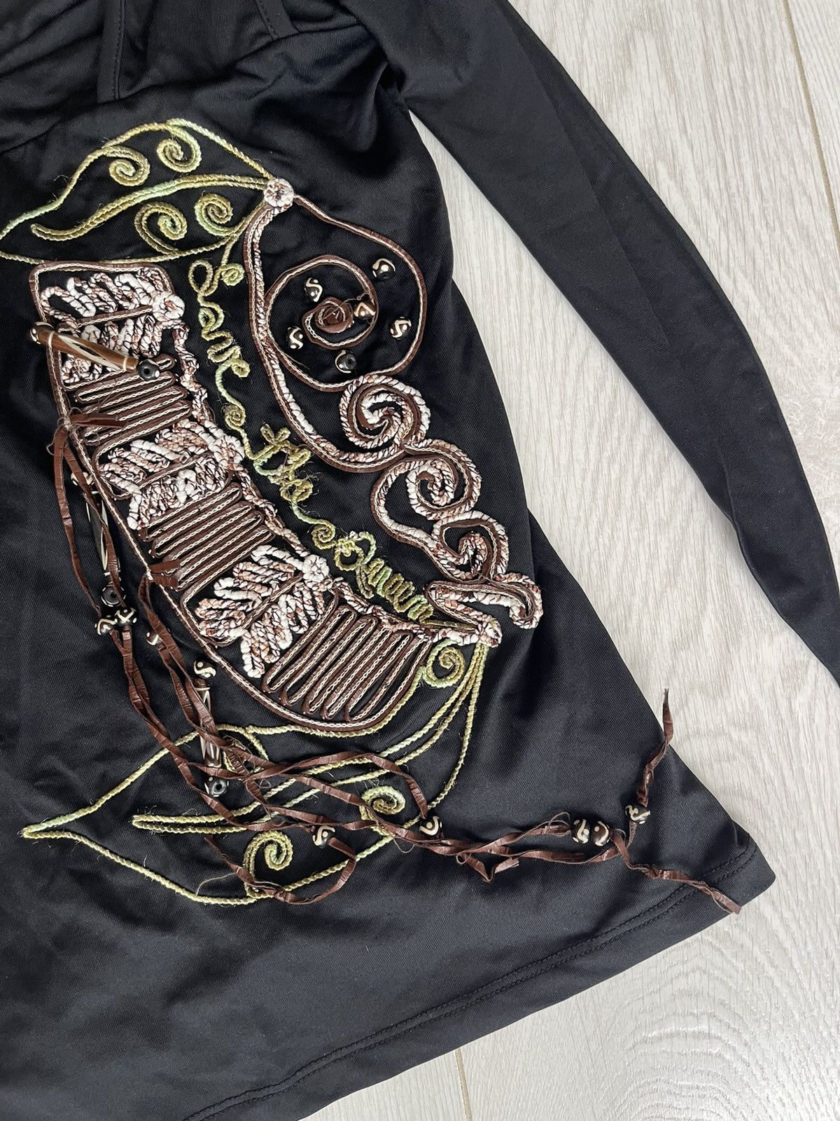 Other Save the Queen elastic black top with embroidery and beads Size S / US 4 / IT 40 - 6 Thumbnail