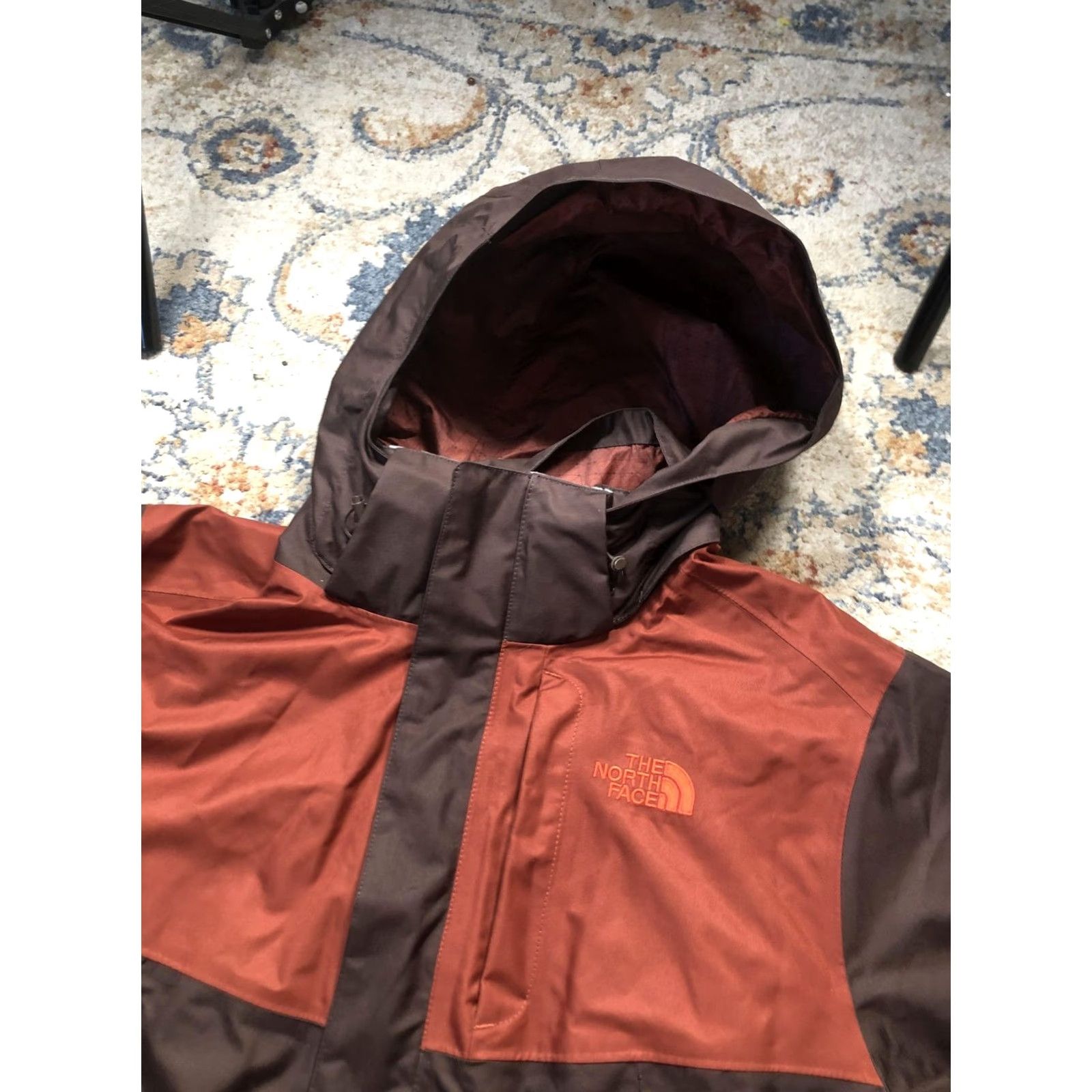 The North Face The North Face Jacket Mens Large Brown Orange Hooded Ski Insulated Full Zip Brown Orange Colorblock Mid-Length Pockets Zip Adventure Mens L/G Size US L / EU 52-54 / 3 - 6 Thumbnail