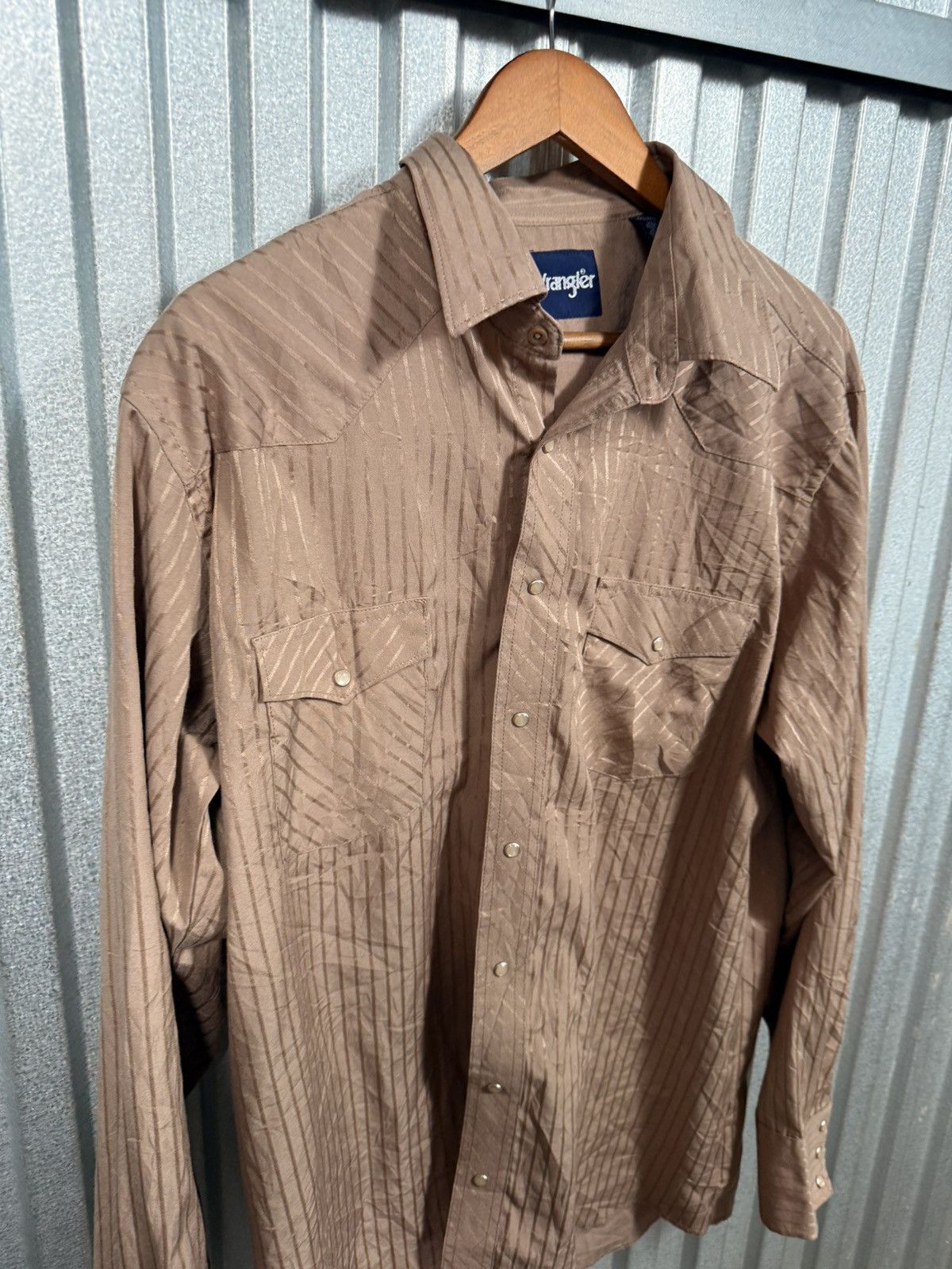Wrangler Vintage Wrangler Pearl Snap Pinstripe Beige Western Shirt Size US L / EU 52-54 / 3 - 7 Thumbnail