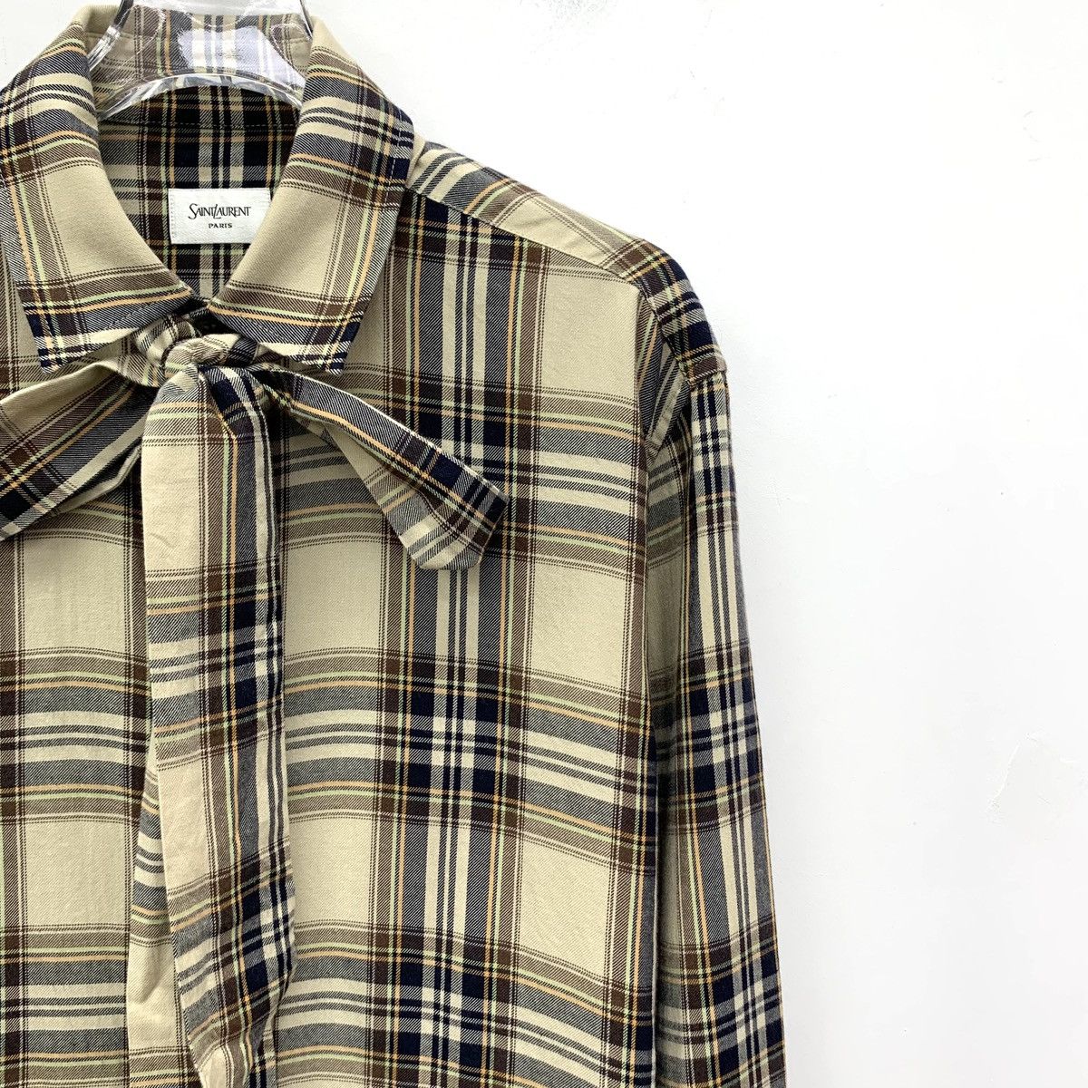Yves Saint Laurent Yves Saint Laurent Plaid Bow Tie Long Sleeve Shirt K26WX Size M / US 6-8 / IT 42-44 - 3 Thumbnail