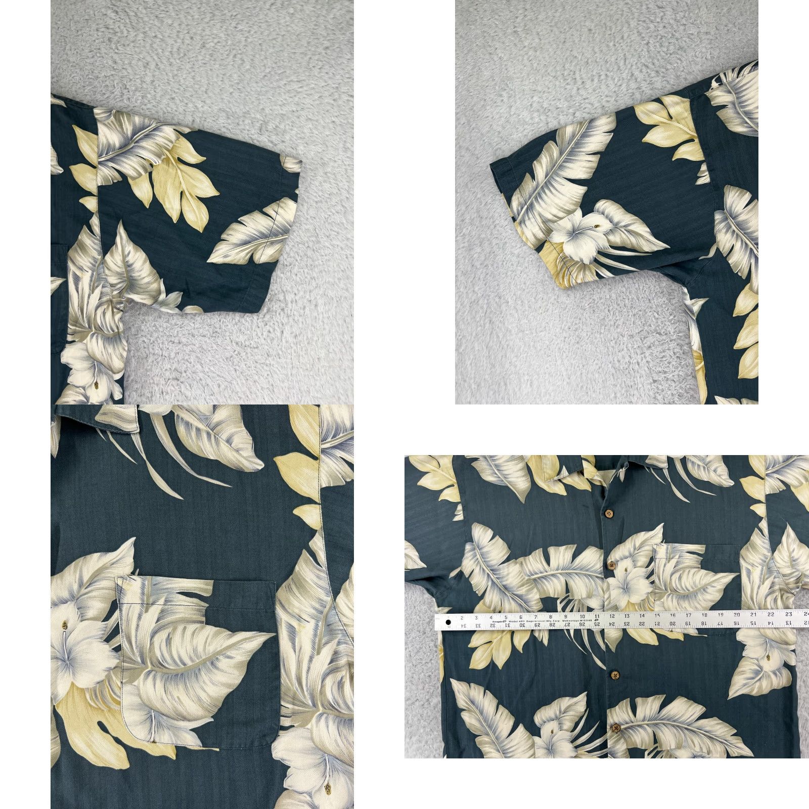 Tommy Bahama Tommy Bahama Shirt Men Large Gray Palm Floral Print Hawaiian Button Up 100% Silk Size US L / EU 52-54 / 3 - 8 Thumbnail