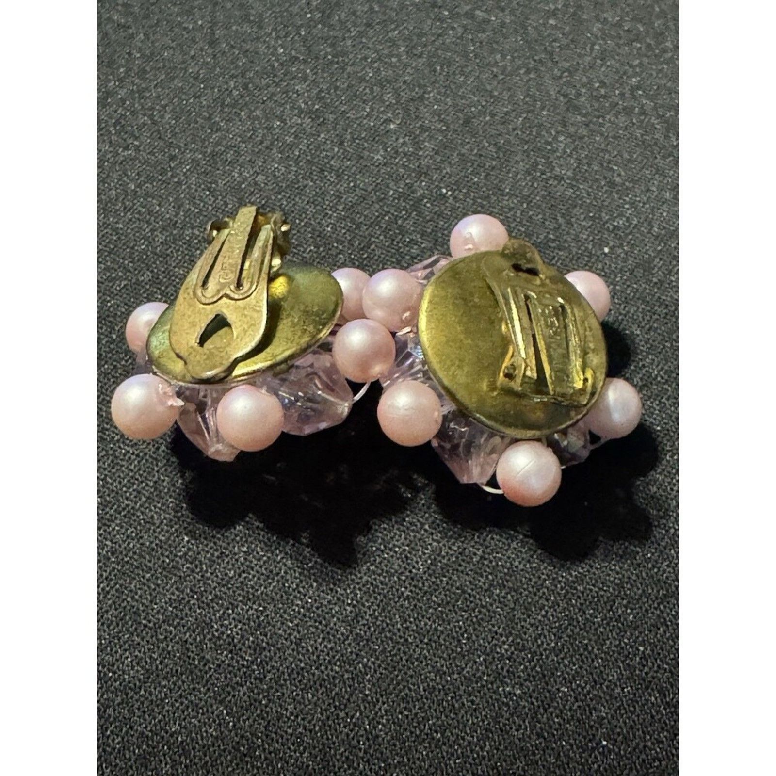 Other Pink Pearl Beaded Button Clip-on Earrings Vintage Germany Size ONE SIZE - 4 Thumbnail