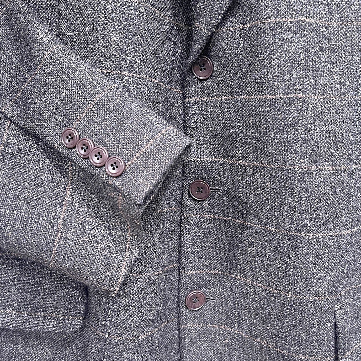 Southwick Southwick Tweed Wool Windowpane Check Sport Coat Brown 44R Size 44R - 3 Thumbnail