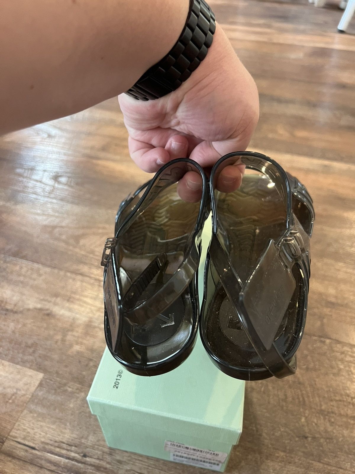 Off-White Off-White Jelly Sandals Zip Tie Slingback Black Sz 40 US 9 Size US 9 / IT 39 - 6 Thumbnail