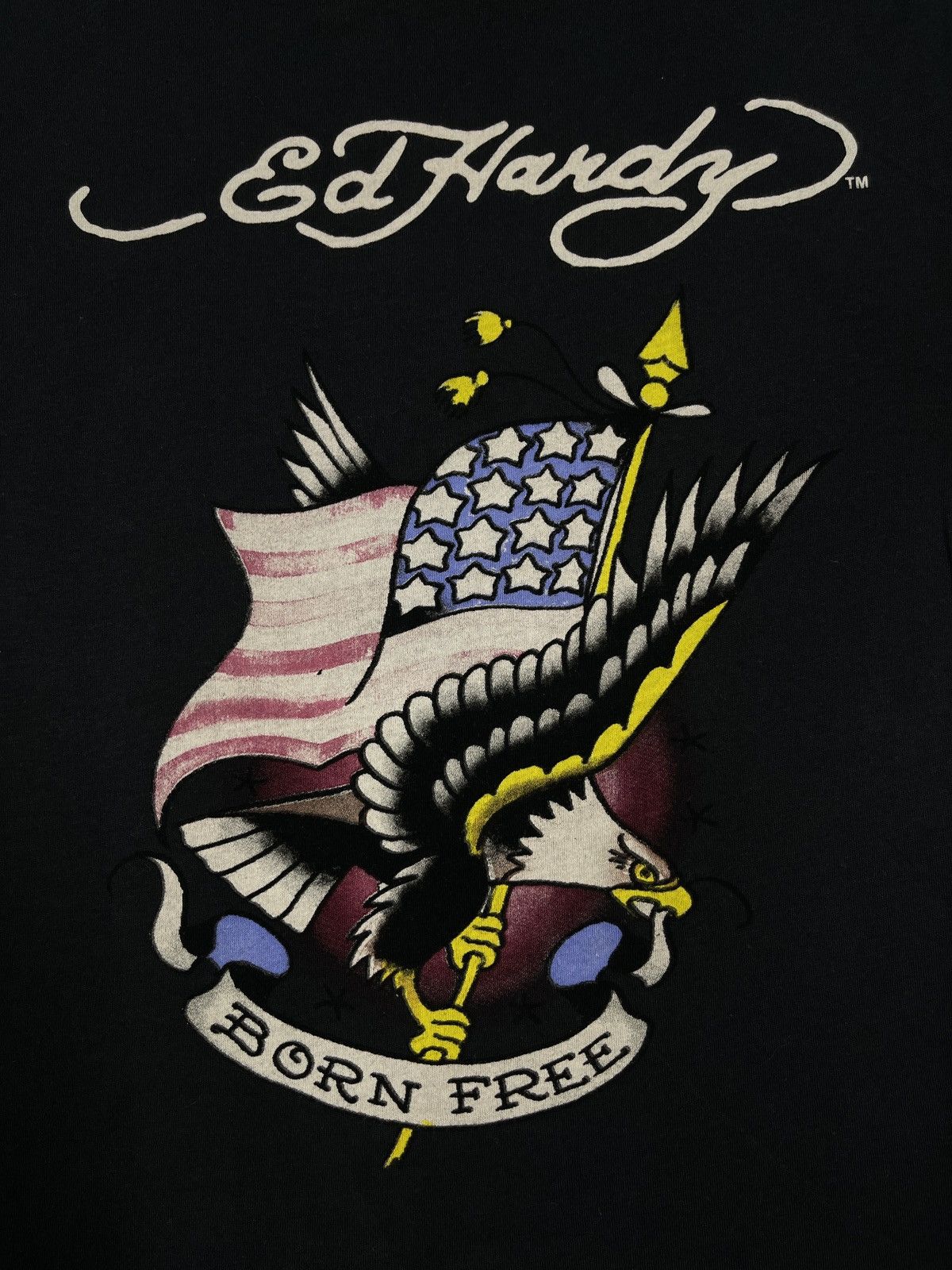 Ed Hardy Vintage Ed Hardy Melrose Born Free Usa Flag Eagle T Shirt Size L / US 10 / IT 46 - 5 Thumbnail