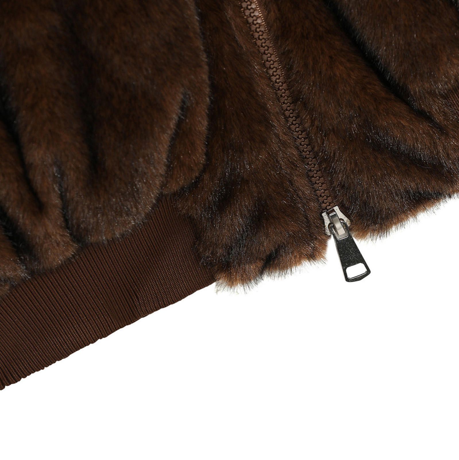 Japanese Brand Brown Faux Fur Bomber Jacket, Quilted Lining Outerwear Size US M / EU 48-50 / 2 - 4 Thumbnail