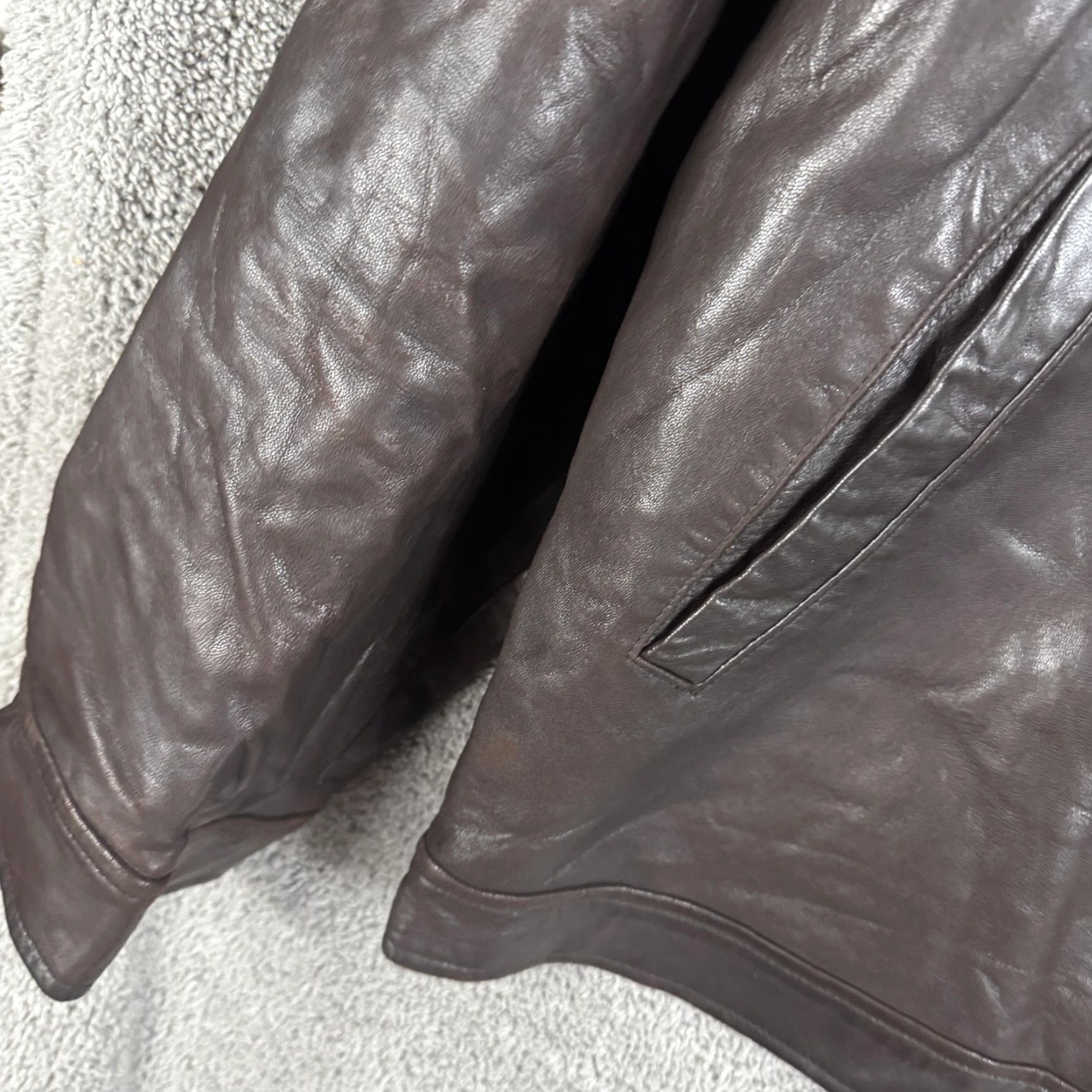 Polo Ralph Lauren Polo by Ralph Lauren Jacket Mens 2XL Brown Leather Bomber Full Zip Lined Casual Size US XXL / EU 58 / 5 - 2 Thumbnail