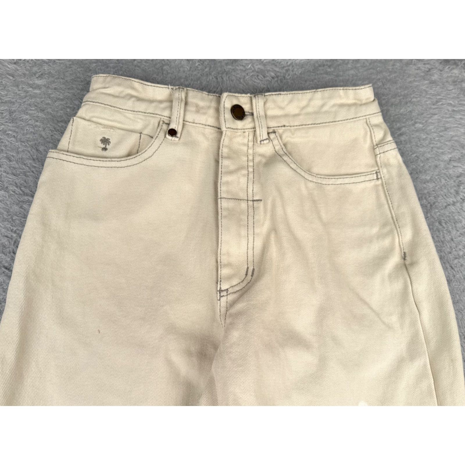 THRILLS Thrills Jeans Womens Wide-Leg 4 Beige High Rise Cotton Denim 24x27 Read Me Size 27" / US 4 / IT 40 - 5 Thumbnail