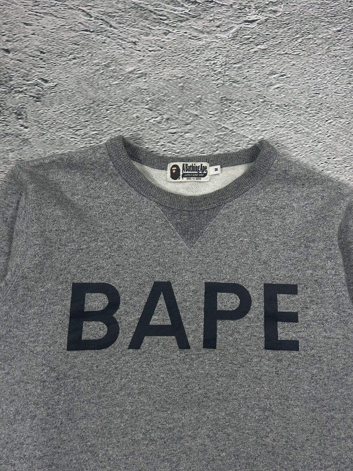 Bape Bape sweatshirt grey big logo spell out black Size US M / EU 48-50 / 2 - 2 Thumbnail