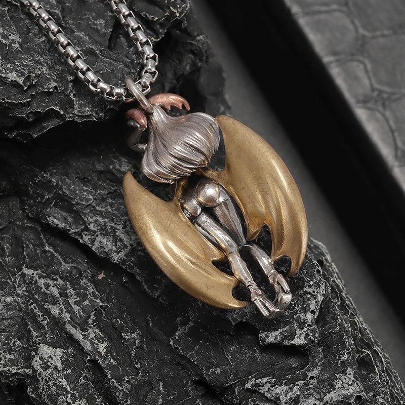 Vintage Gothic Golden Wings Angel Pendant Necklace Size ONE SIZE - 5 Thumbnail