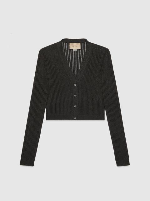 Gucci o1la5ras0526 Rib Stitch Viscose Lamé Cardigan in Black Size M / US 6-8 / IT 42-44 - 1 Thumbnail