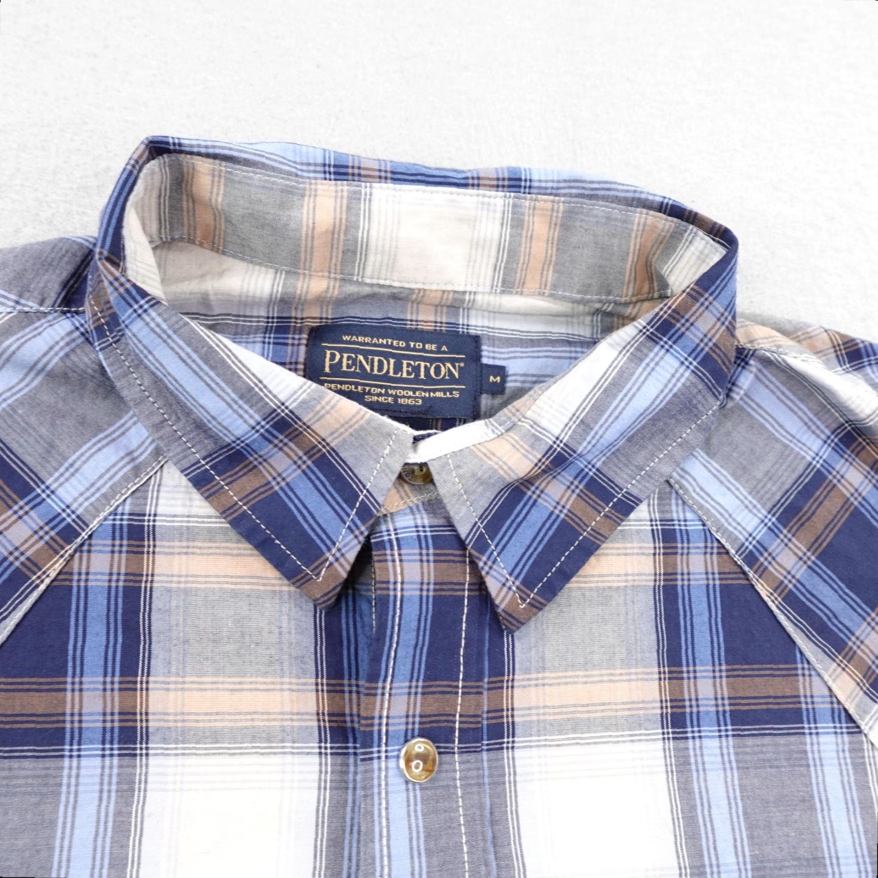 Pendleton Pendleton Shirt Men Medium Blue White Plaid Western Pearl Snap Rodeo Long Sleeve Size US M / EU 48-50 / 2 - 2 Thumbnail