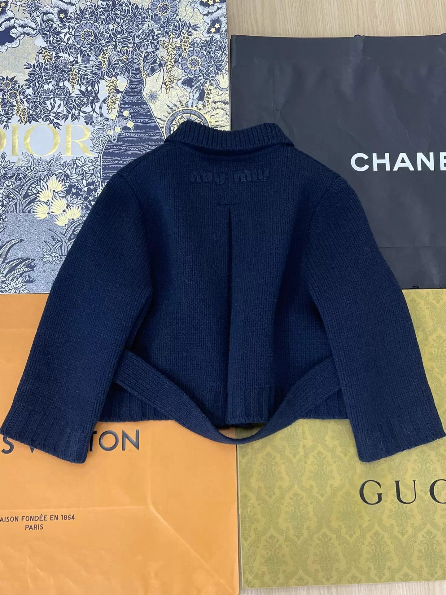 Miu Miu MIU MIU Navy Blue Double-Breasted Wool Short Jacket 40 Size S / US 4 / IT 40 - 2 Thumbnail